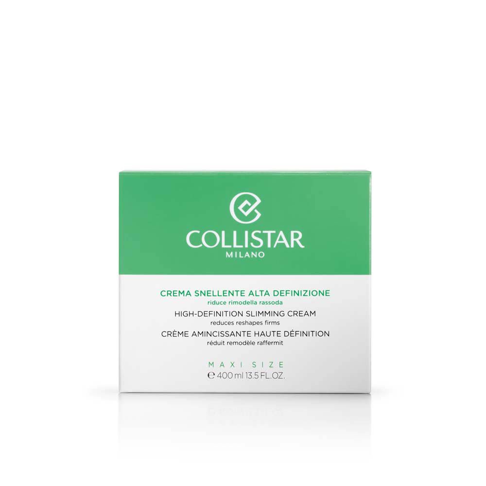 Emballage produit. Inscription : COLLISTAR, Crème Amincissante Haute Définition. Volume : 400 ml.