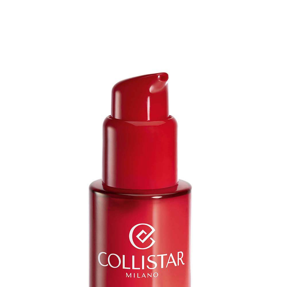 Gros plan sur le bouchon rouge. Inscription : Collistar.