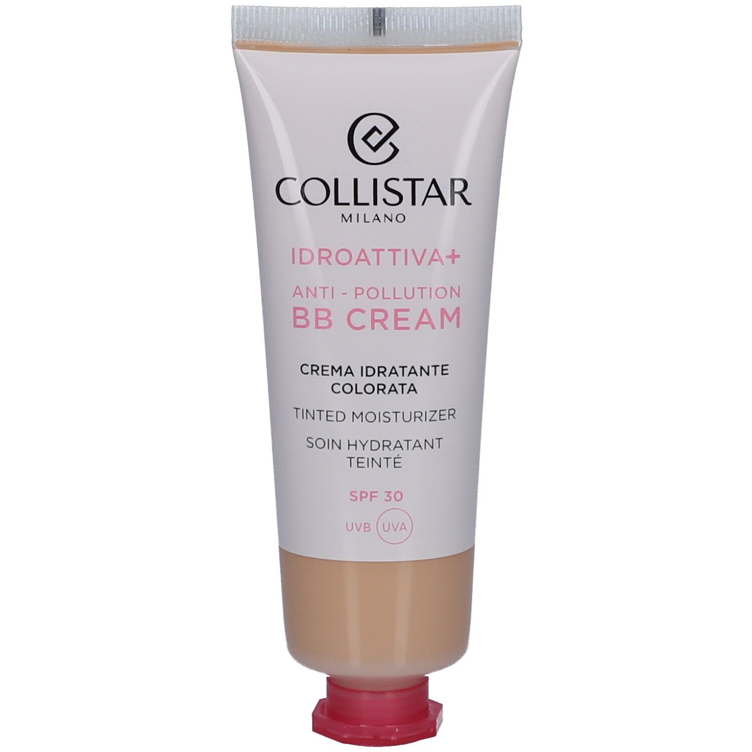 Tube de crème Collistar, IDROATTIVA+, Anti-Pollution BB Cream. Teinte Medium, SPF 30.