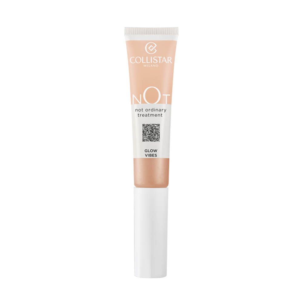 Collistar NOT Glow Vibes. Tube avec applicateur. Teinte beige. Texte et QR code.