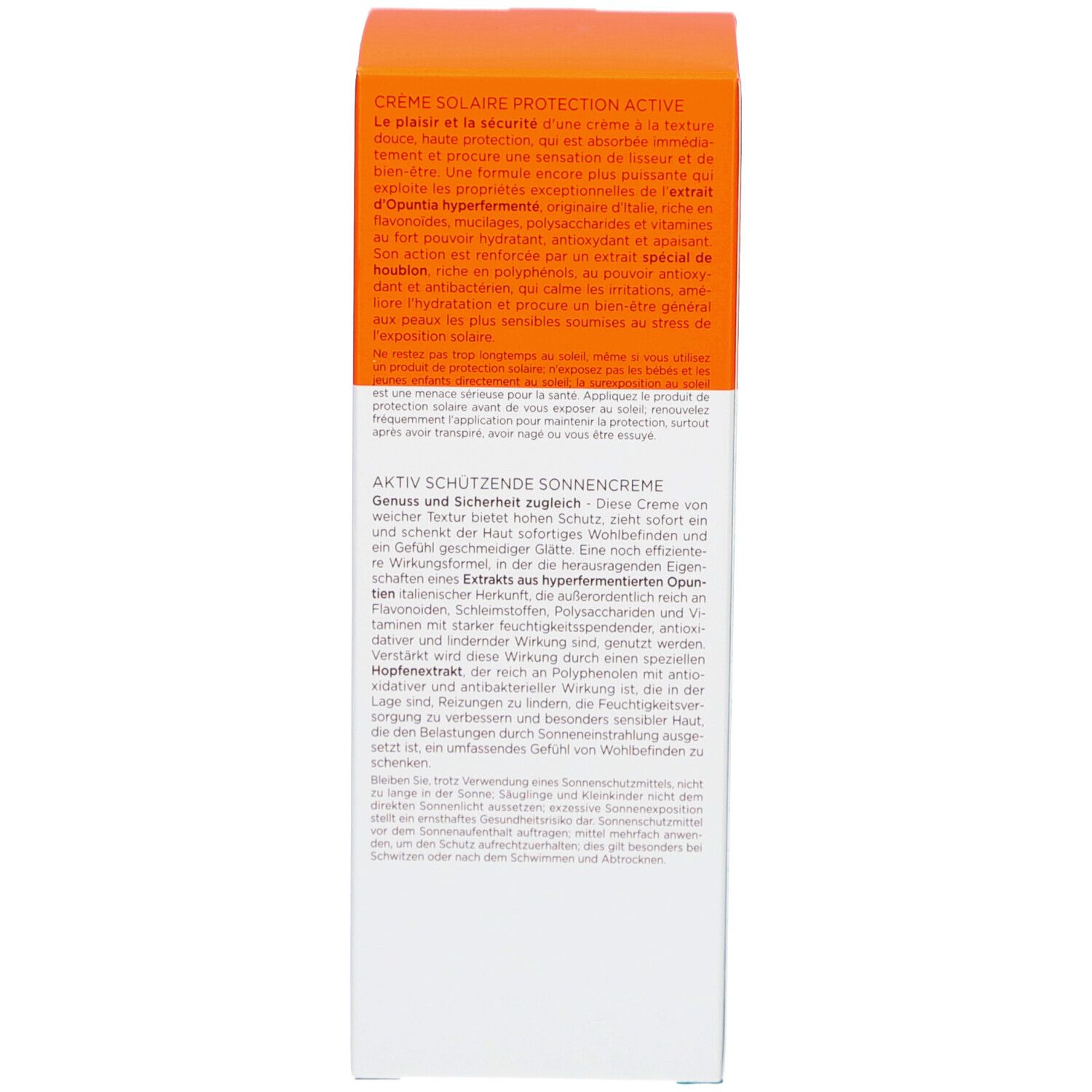 Dos de la boîte. Inscriptions: crème solaire, ingrédients, testé dermatologiquement, Collistar.