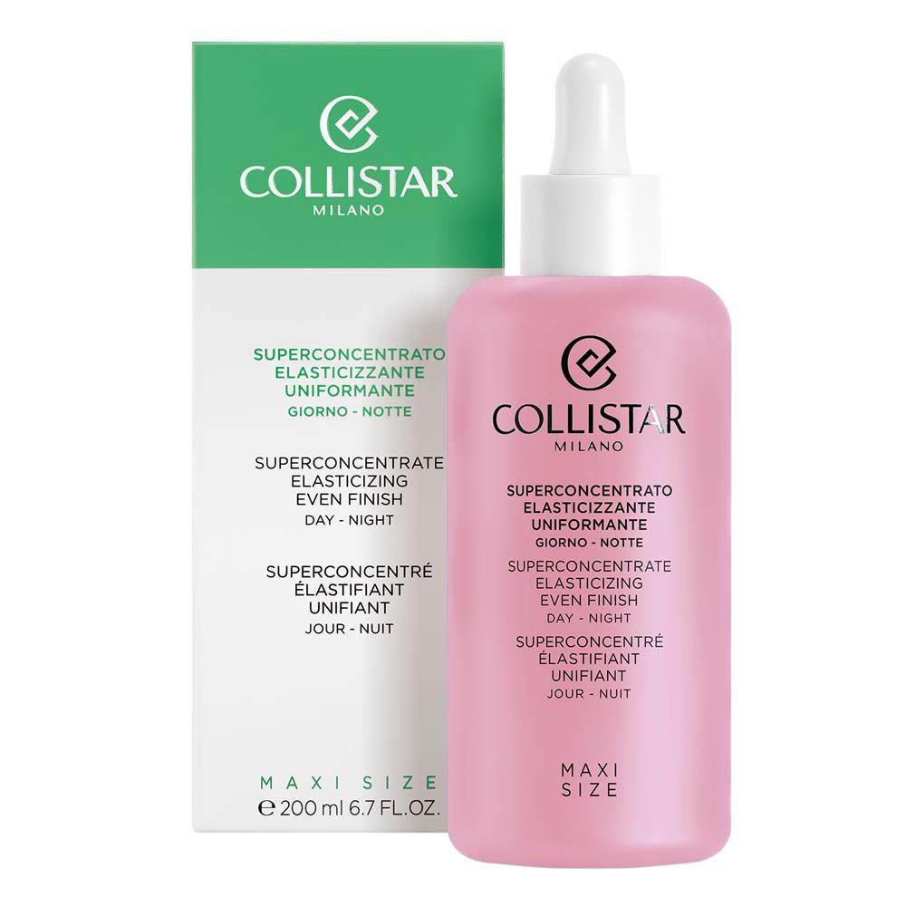 Emballage et flacon. Texte: Collistar, Superconcentré Élastifiant Unifiant Jour-Nuit. Maxi Size. 200 ml.