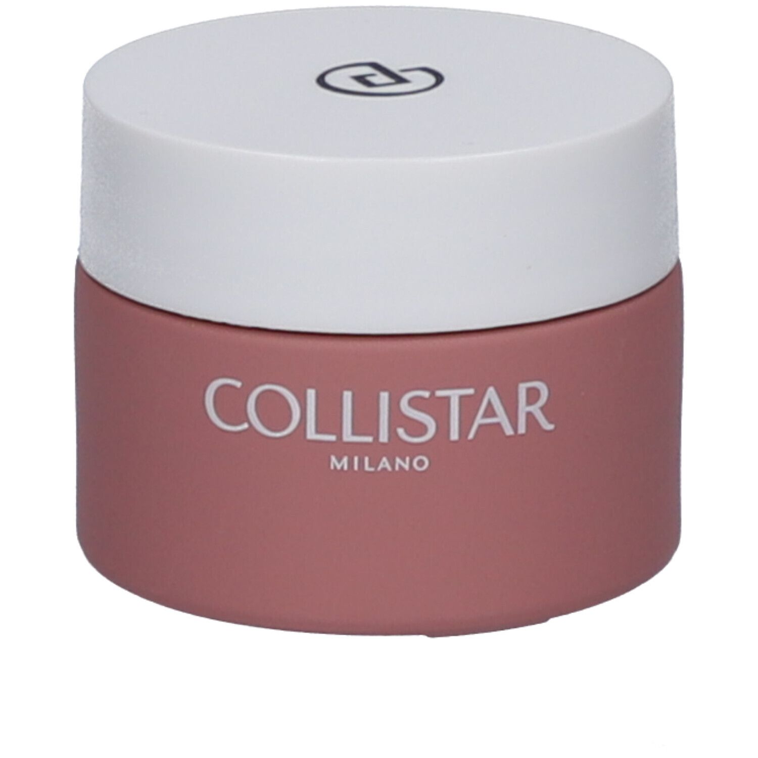 Rosa Tiegel mit weißem Deckel. Aufschrift: COLLISTAR MILANO.