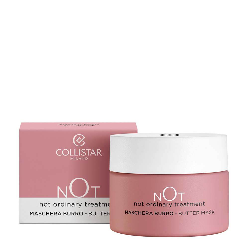 Emballage et pot. Inscription : COLLISTAR, NOT, MASCHERA BURRO - BUTTER MASK.