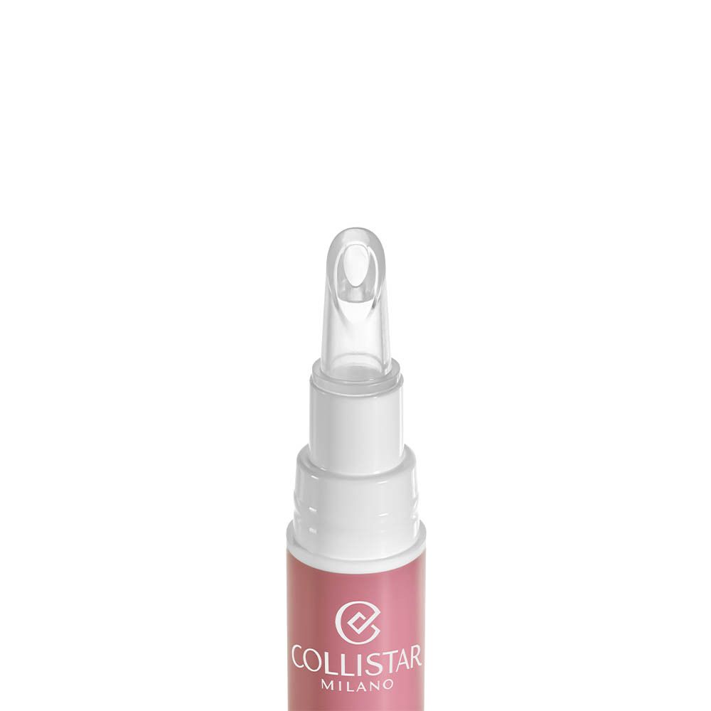 Gros plan de l'applicateur de baume à lèvres. Bâton blanc avec pointe rose. Marque : Collistar.