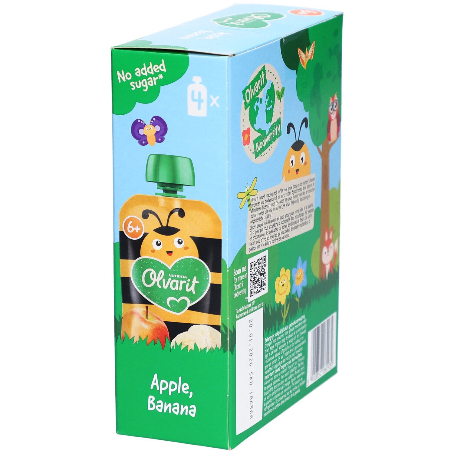 Olvarit | Trinkflasche Obst | Baby Ab 6 Monate| Apfel Banane