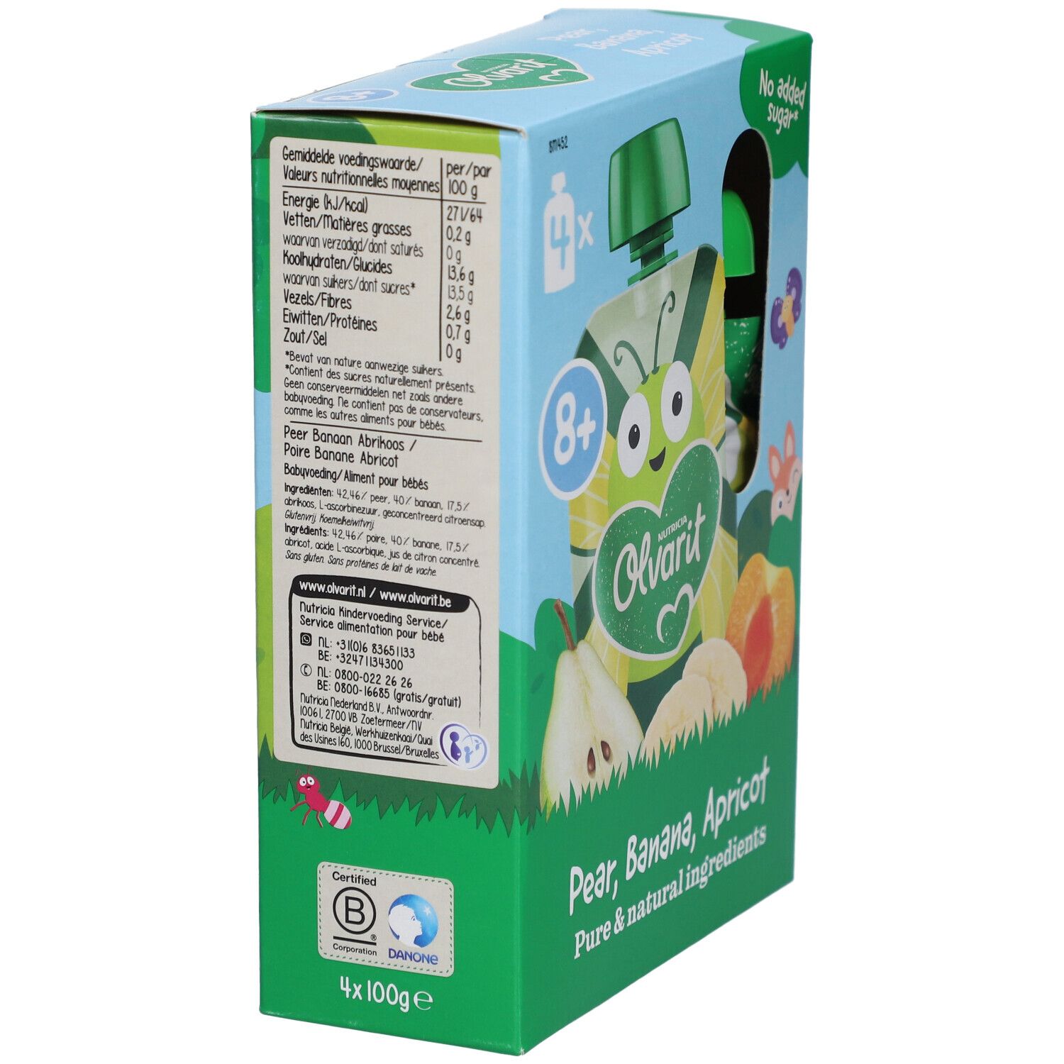 Olvarit | Trinkflasche Obst | Baby Ab 8 Monate | Aprikose Birne Banane