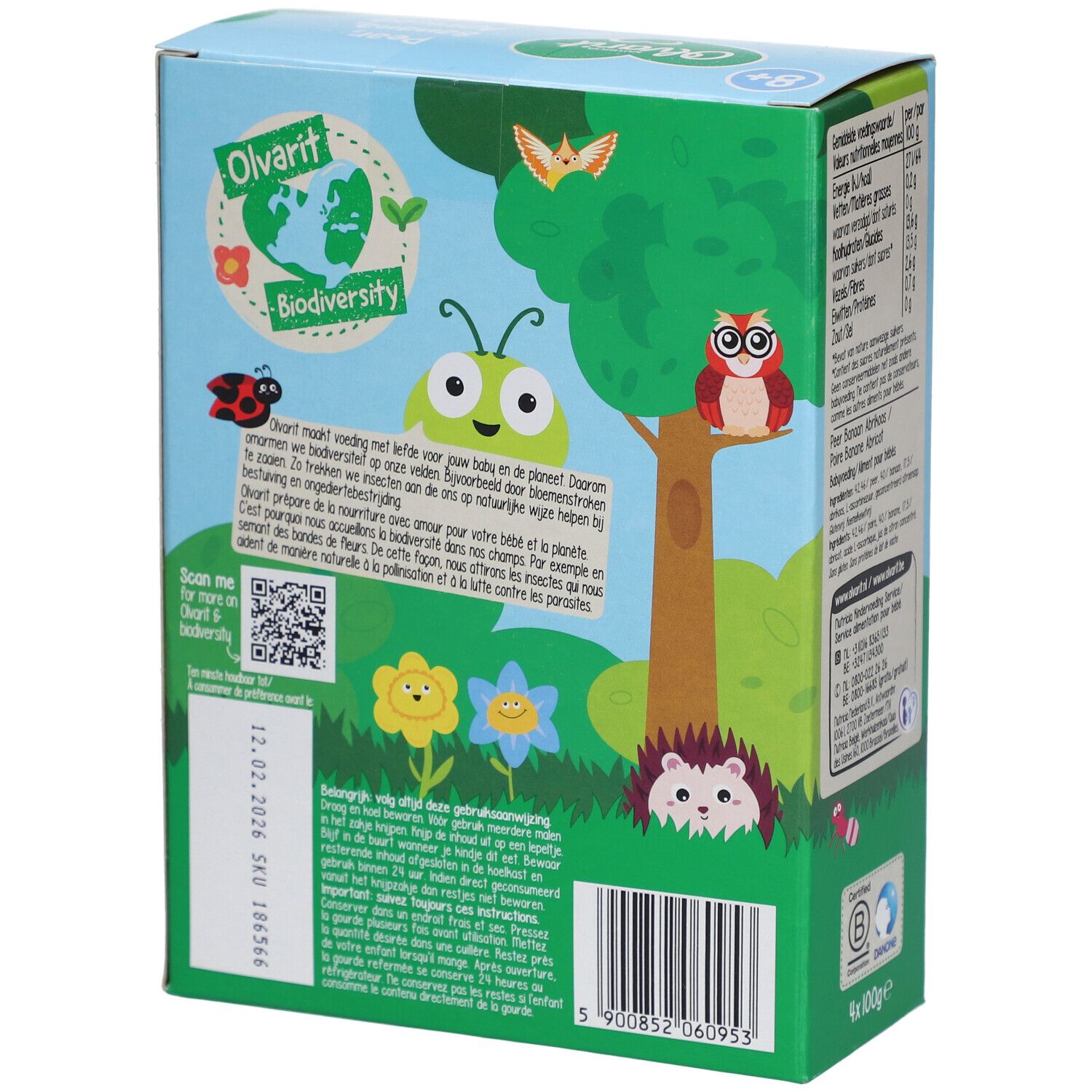 Olvarit | Trinkflasche Obst | Baby Ab 8 Monate | Aprikose Birne Banane