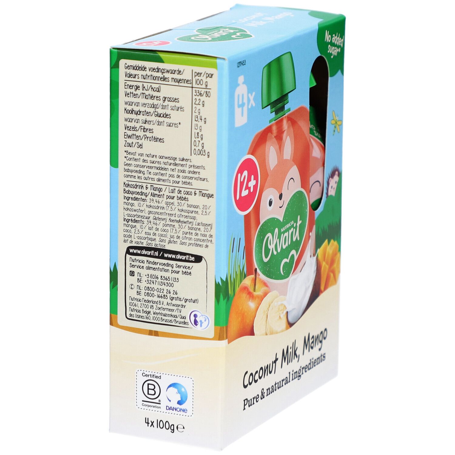 Olvarit | Trinkflasche Obst | Baby Ab 12 Monaten | Mango Kokos Smoothie