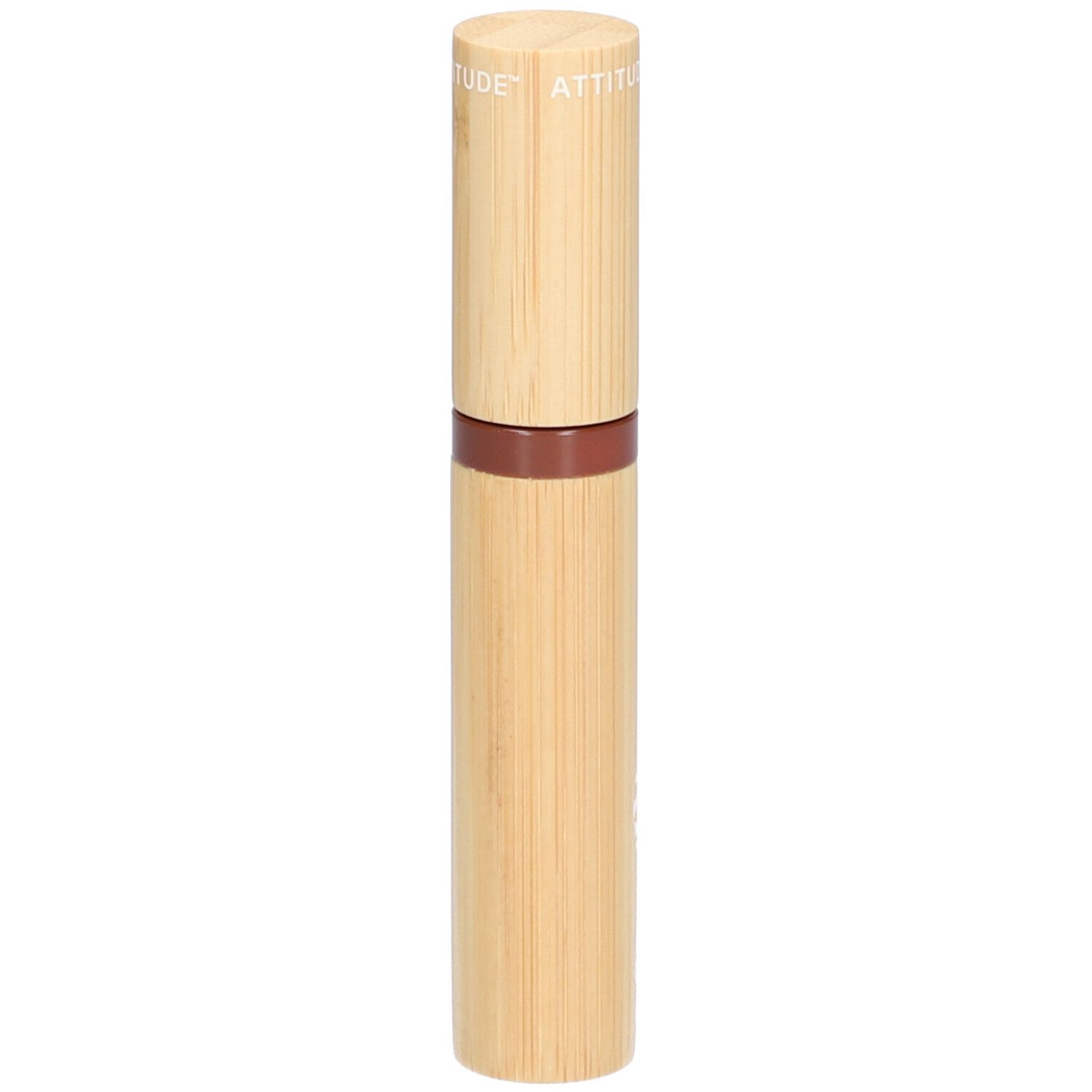 Mascara-Serum mit Bambus-Design. Braune Mitte, Deckel mit ATTITUDE. 