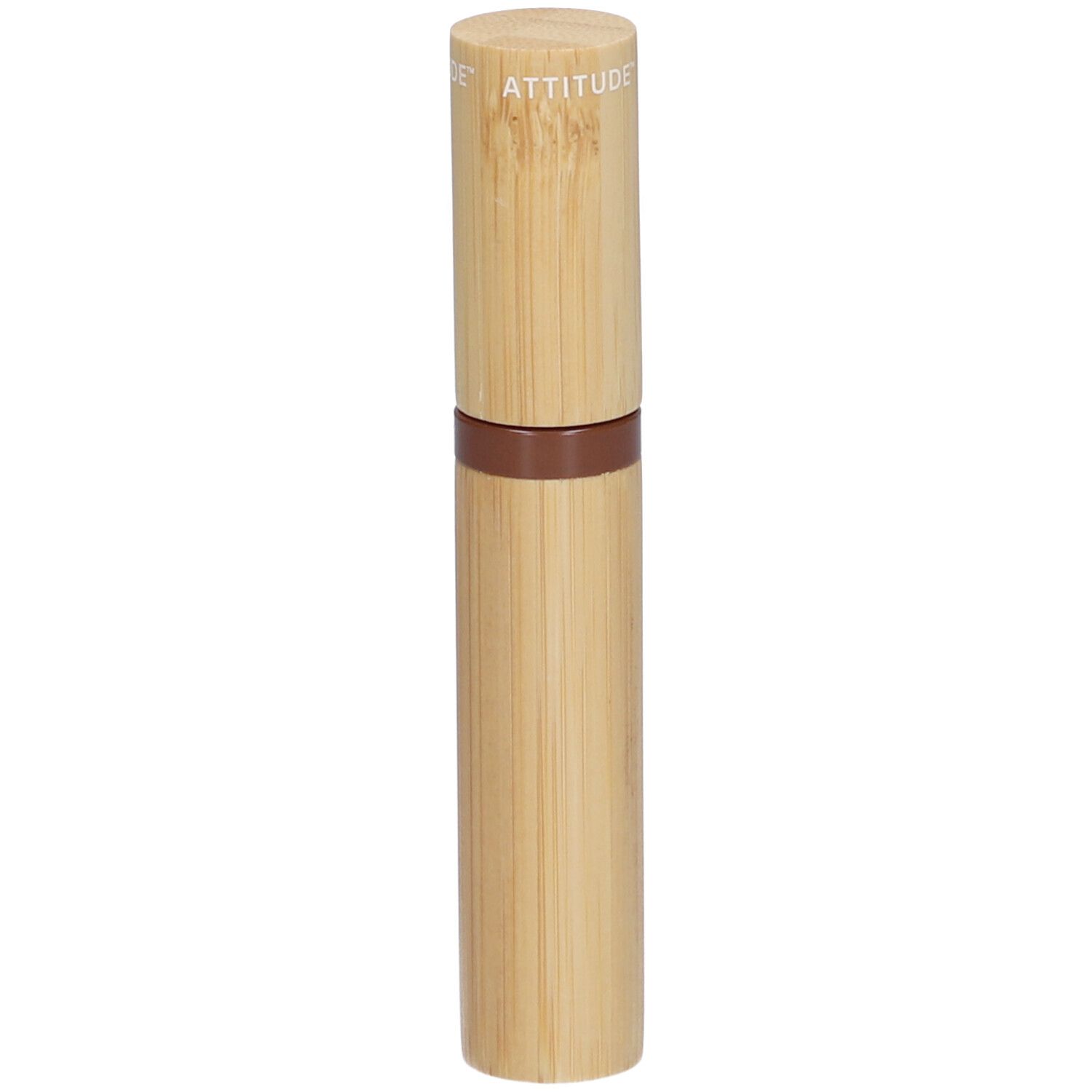 Mascara-Serum mit Bambus-Design. Braune Mitte, Deckel mit ATTITUDE.