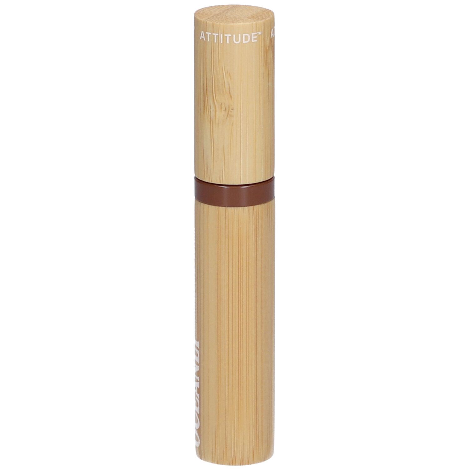 Mascara-Serum mit Bambus-Design. Braune Mitte, Deckel mit ATTITUDE.