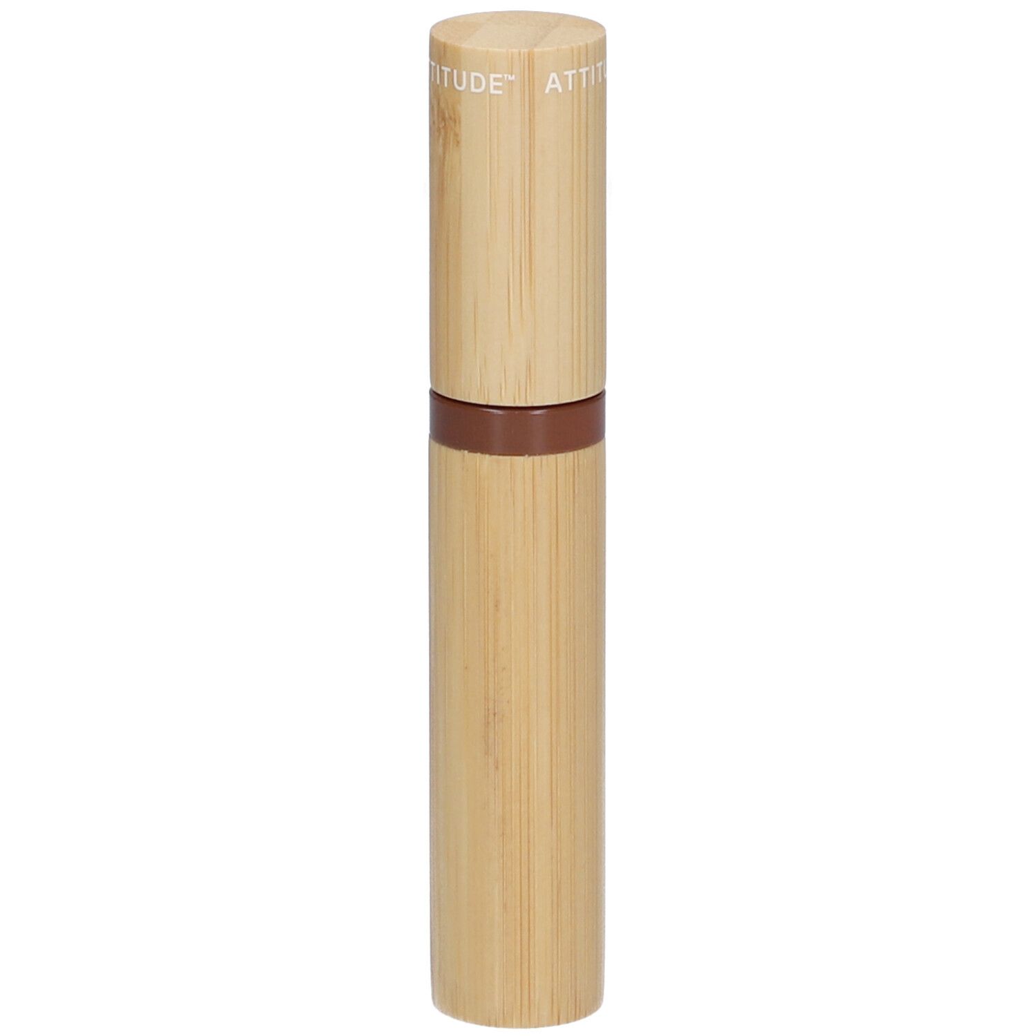 Mascara-Serum mit Bambus-Design. Braune Mitte, Deckel mit ATTITUDE.