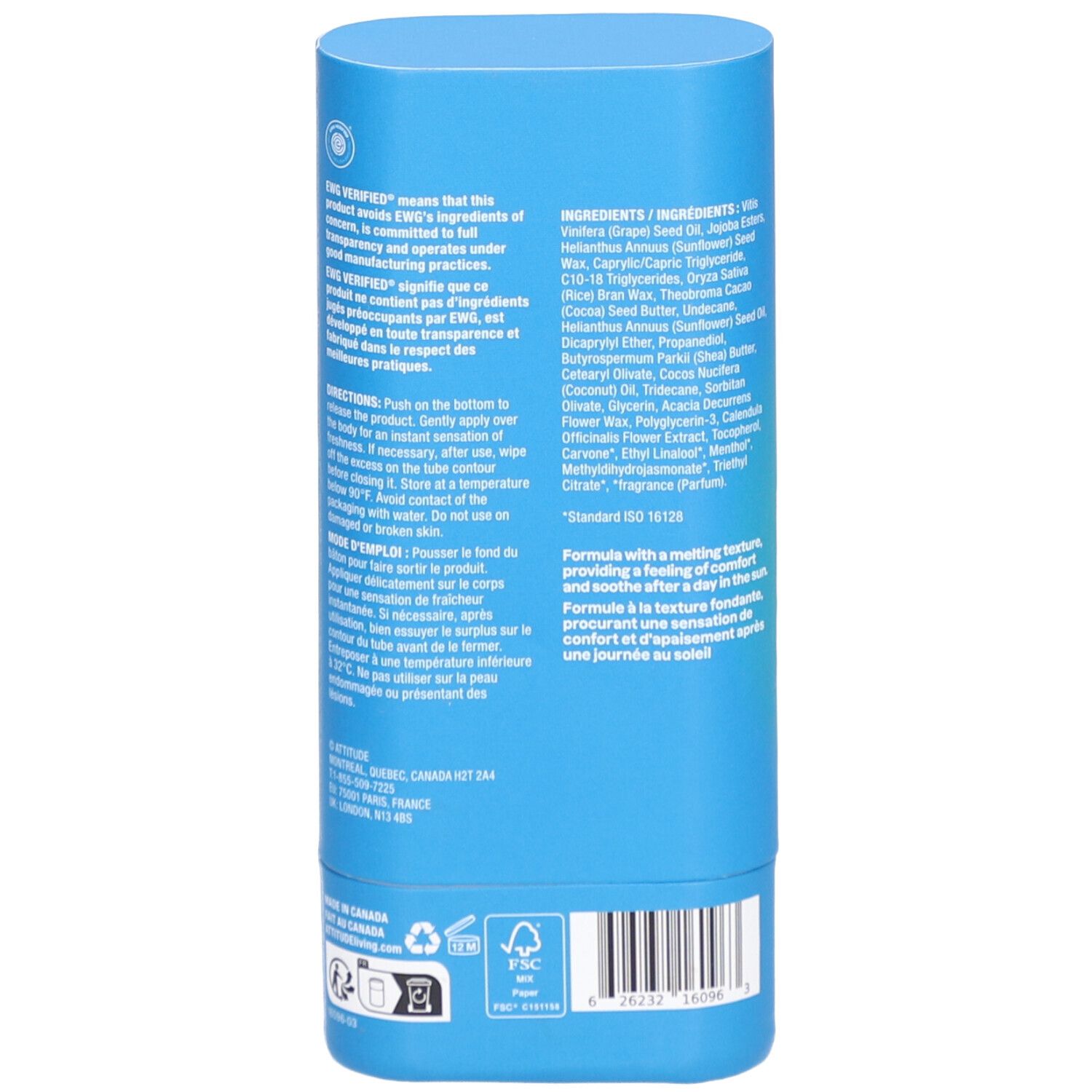 ATTITUDE Sunly™ Bâton Après-Soleil | Menthe et Concombre