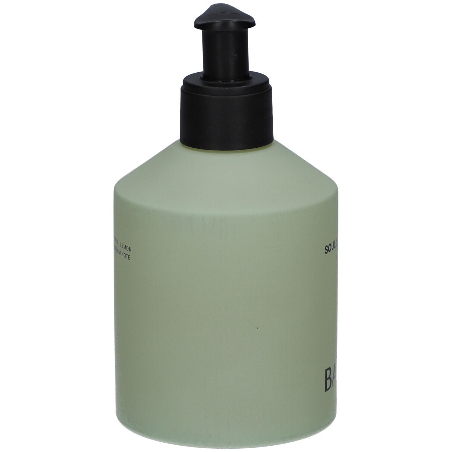 Hellgrüne Flasche mit schwarzem Pumpkopf. Aufschrift: Babor.