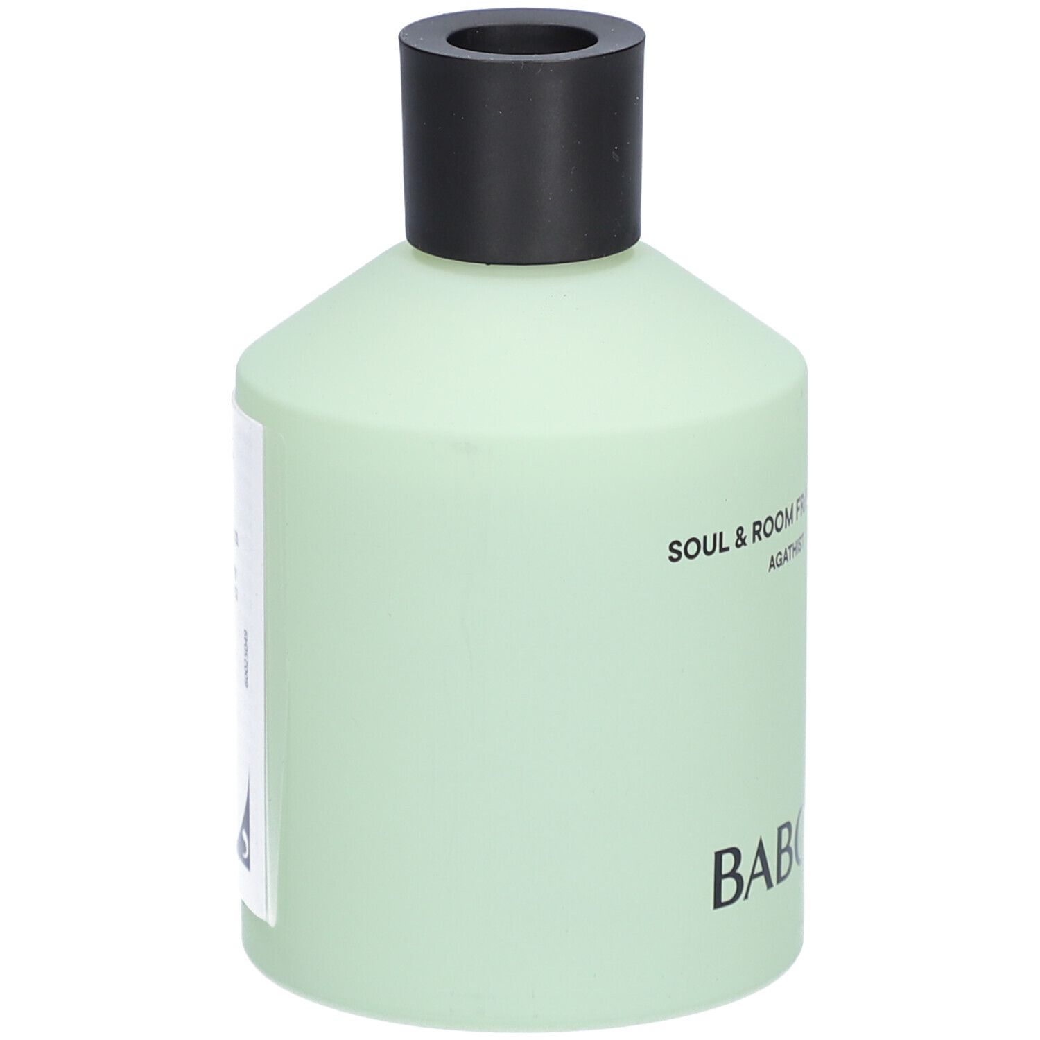 Hellgrüne Flasche mit schwarzem Deckel. Aufschrift: BABOR, Produktinformationen auf Etikett.