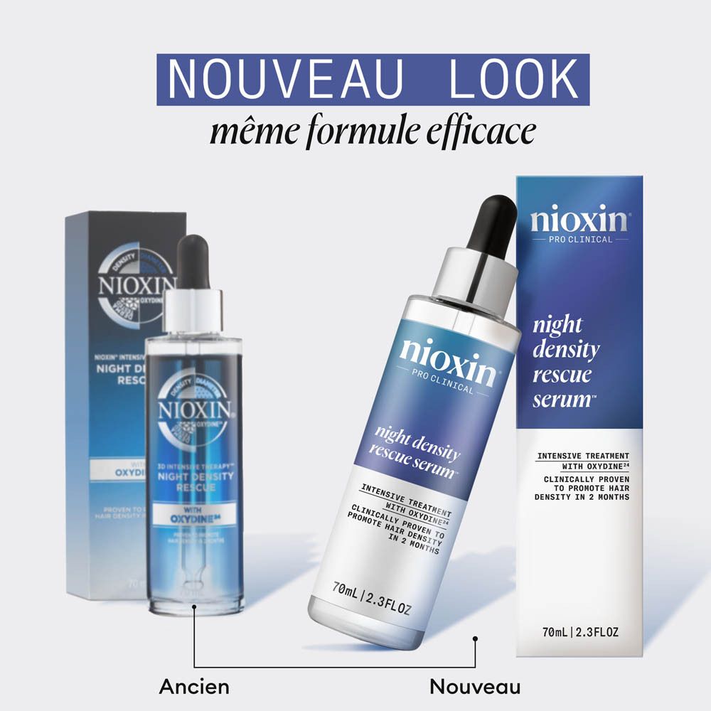 Nioxin Night Density Rescue Serum in alter und neuer Verpackung, 70ml.