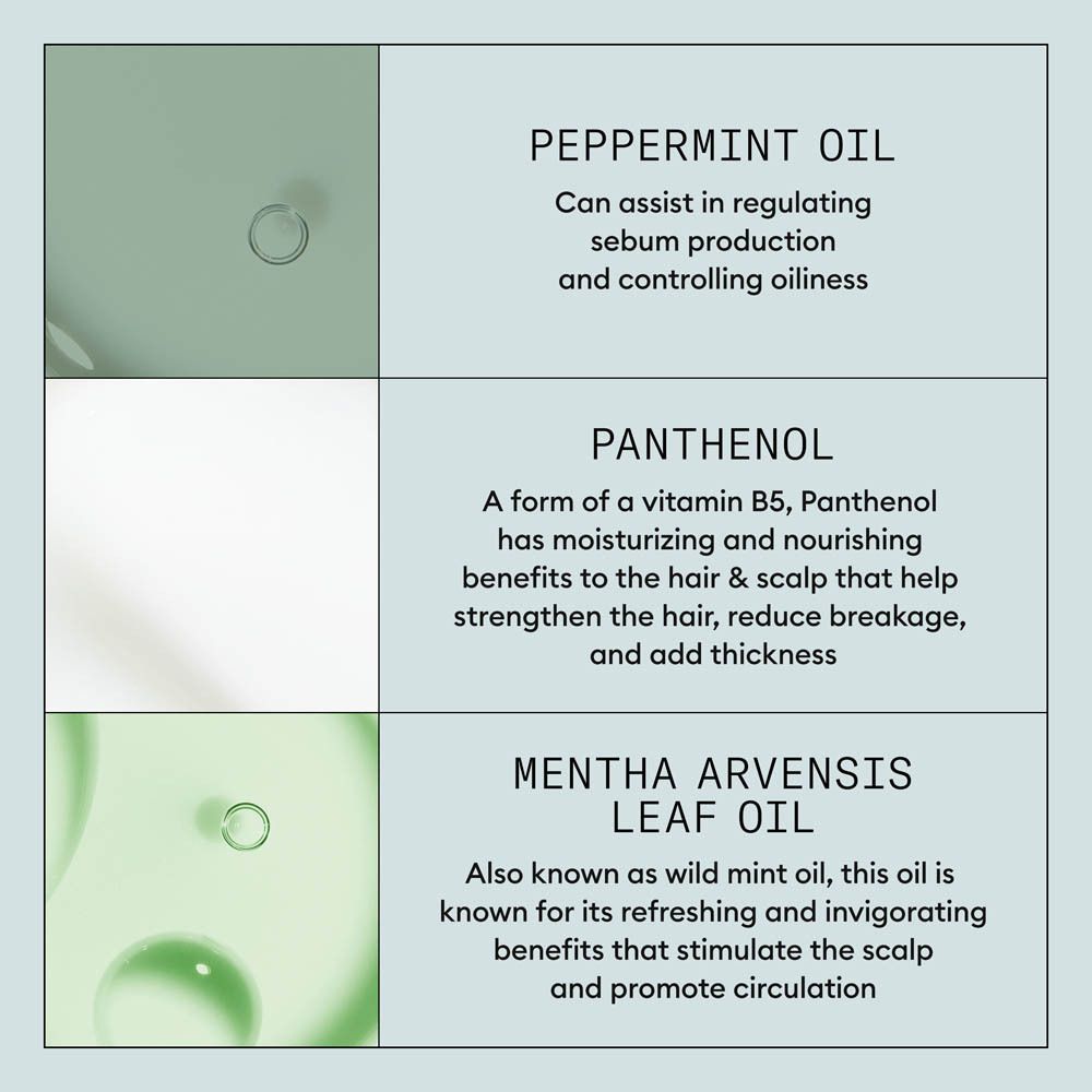 Nioxin Inhaltsstoffe: Pfefferminzöl, Panthenol, Mentha Arvensis Blattöl.