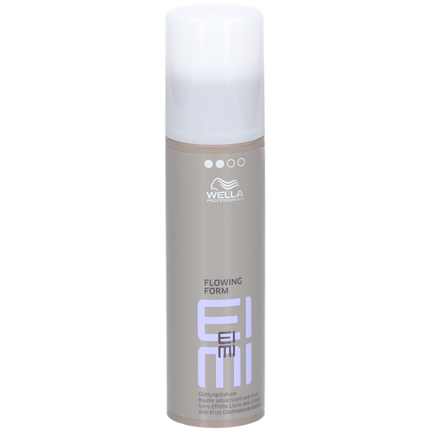 Zylindrische Flasche mit weißem Deckel. Aufschrift: EIMI Flowing Form. Marke: Wella Professionals.
