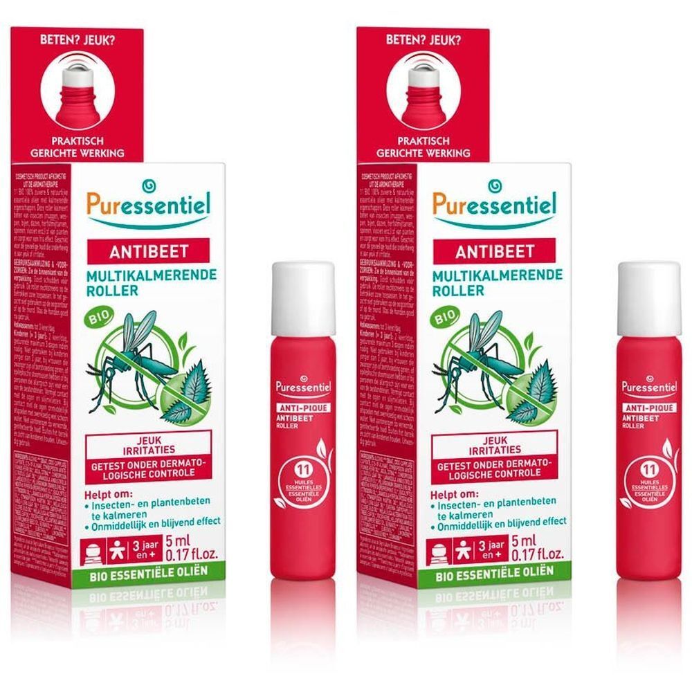 Rouleau rouge avec bouchon blanc. Inscription: Antibite, 5 ml.