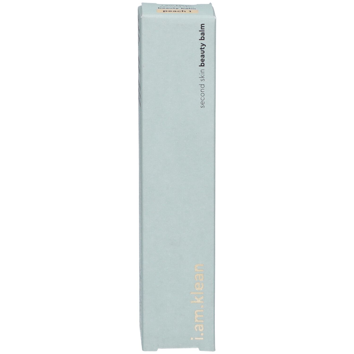 Schachtel. Aufschrift: i.am.klean, second skin beauty balm, peach 1.