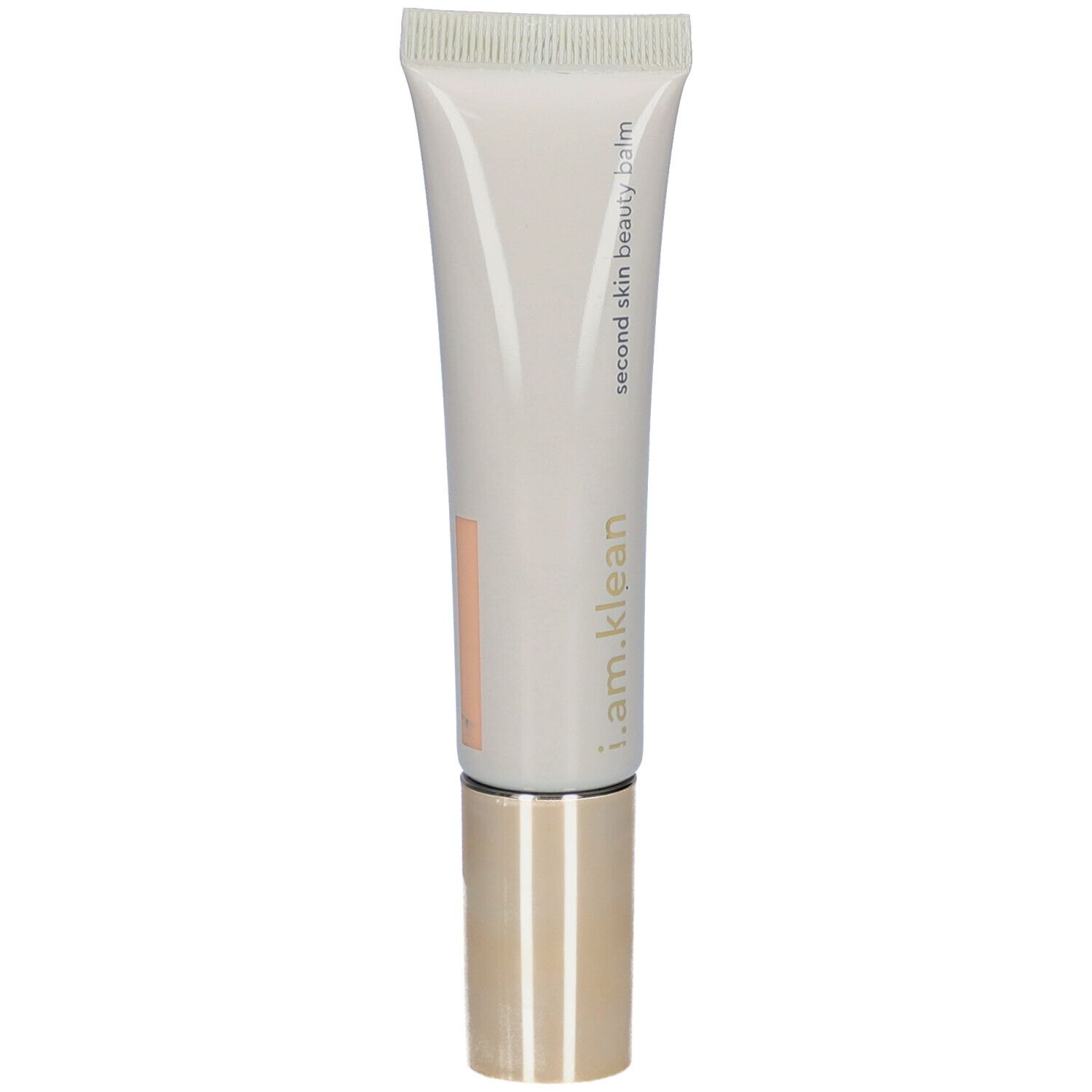 Beige Tube mit goldfarbenem Deckel. Aufschrift: i.am.klean, second skin beauty balm.
