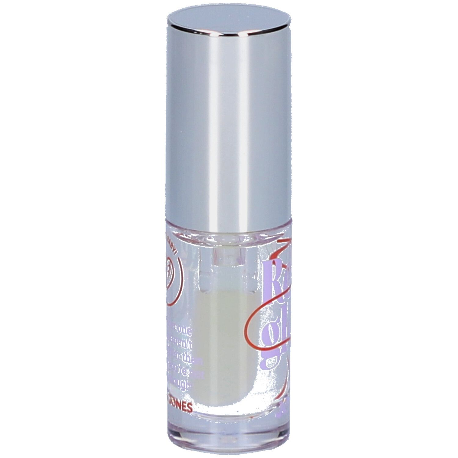 Klarer Behälter mit silbernem Deckel. Aufschrift Rebel Gloss und JONES.