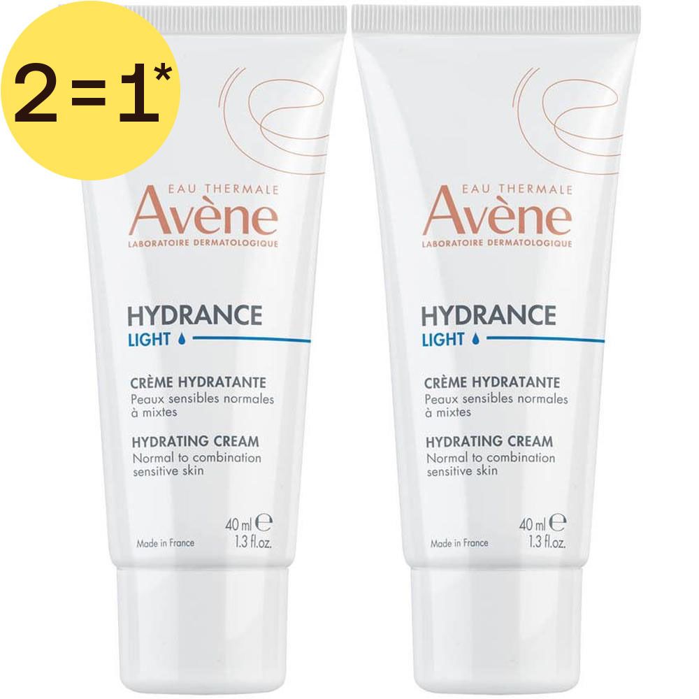 Deux tubes de crème hydratante Avène Hydrance Light, 40ml. Offre 2=1.