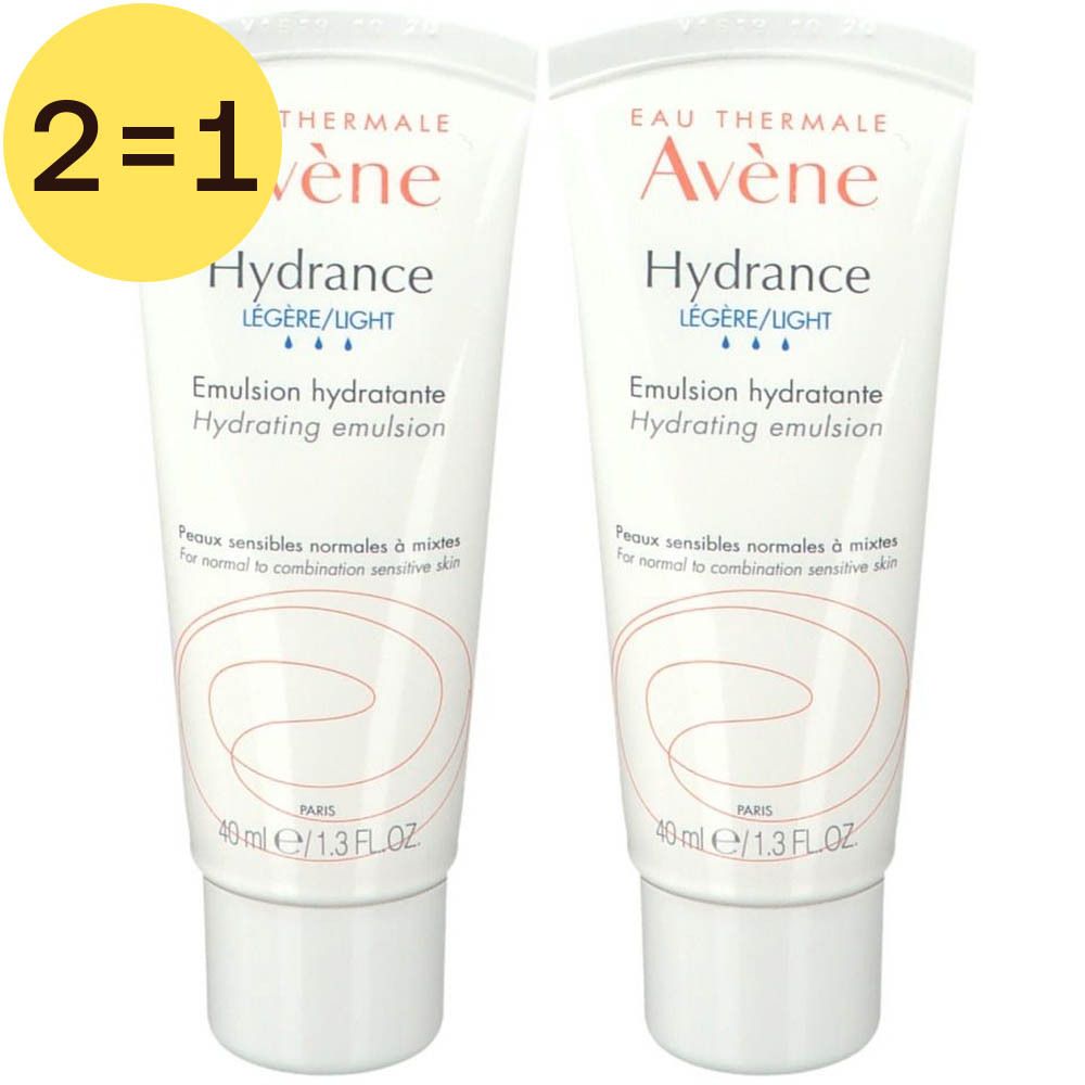 Zwei Tuben Avène Hydrance Light Feuchtigkeitscreme, 40ml. Angebot 2=1.