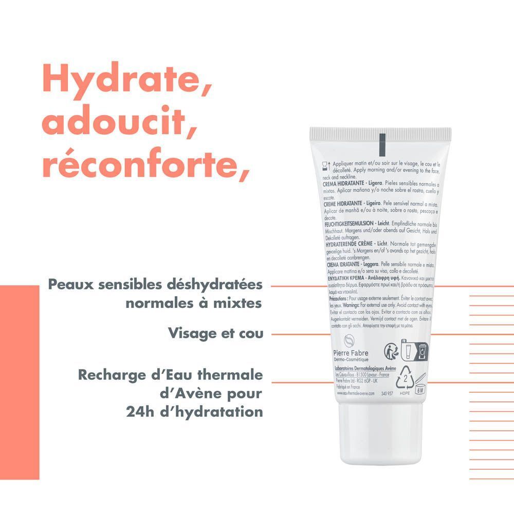 Une goutte de crème Avène Hydrance Light, texture fluide et fondante.