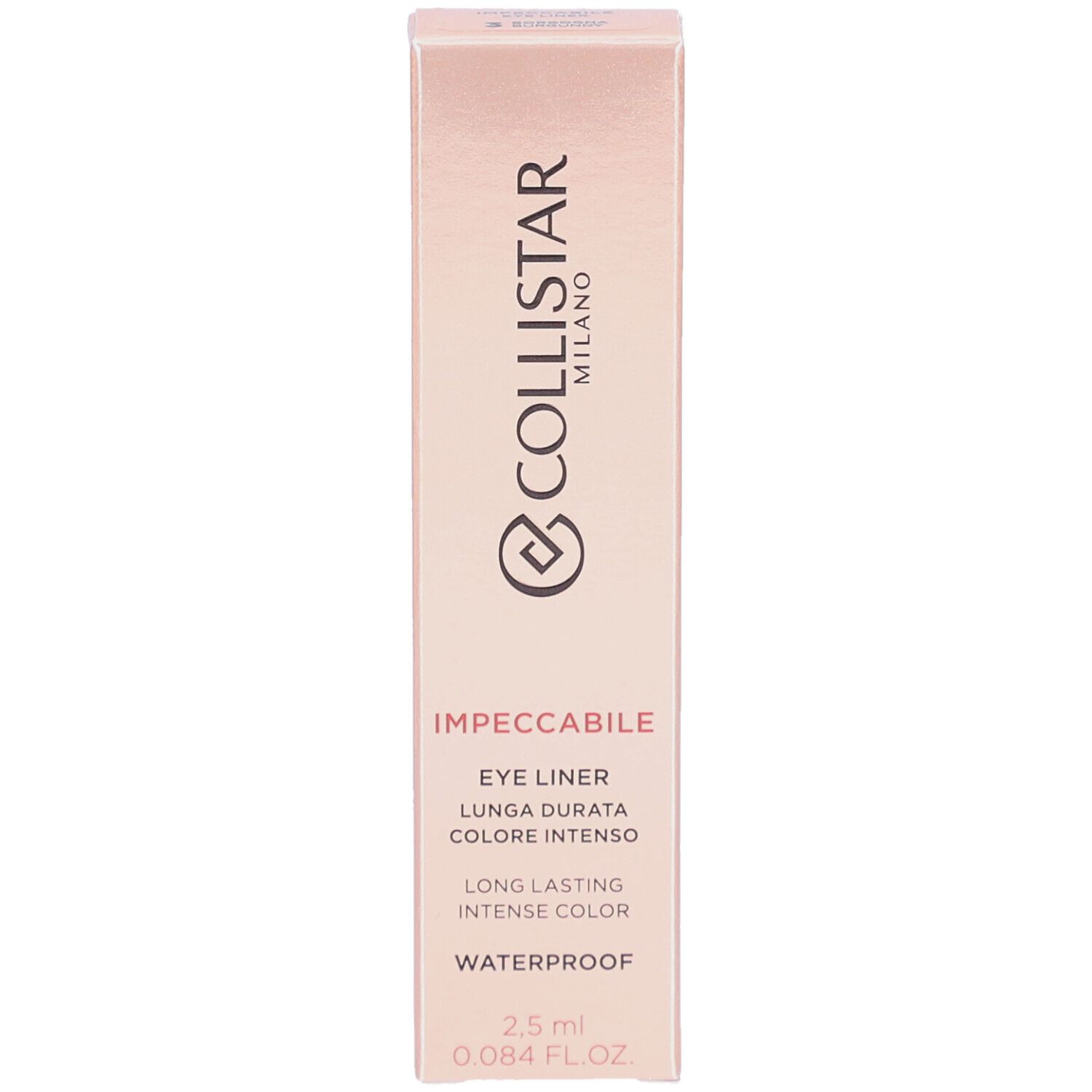 Rosafarbene Verpackung mit Collistar-Logo und Produktbezeichnung. Enthält Eye Liner, 2,5 ml.