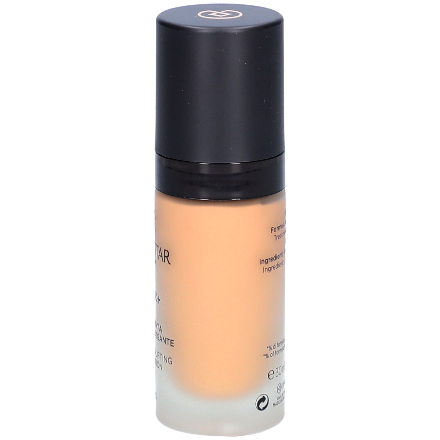 Flacon de fond de teint, dos. Inscription: ingrédients, 30 ml, 1.0 FL.OZ.