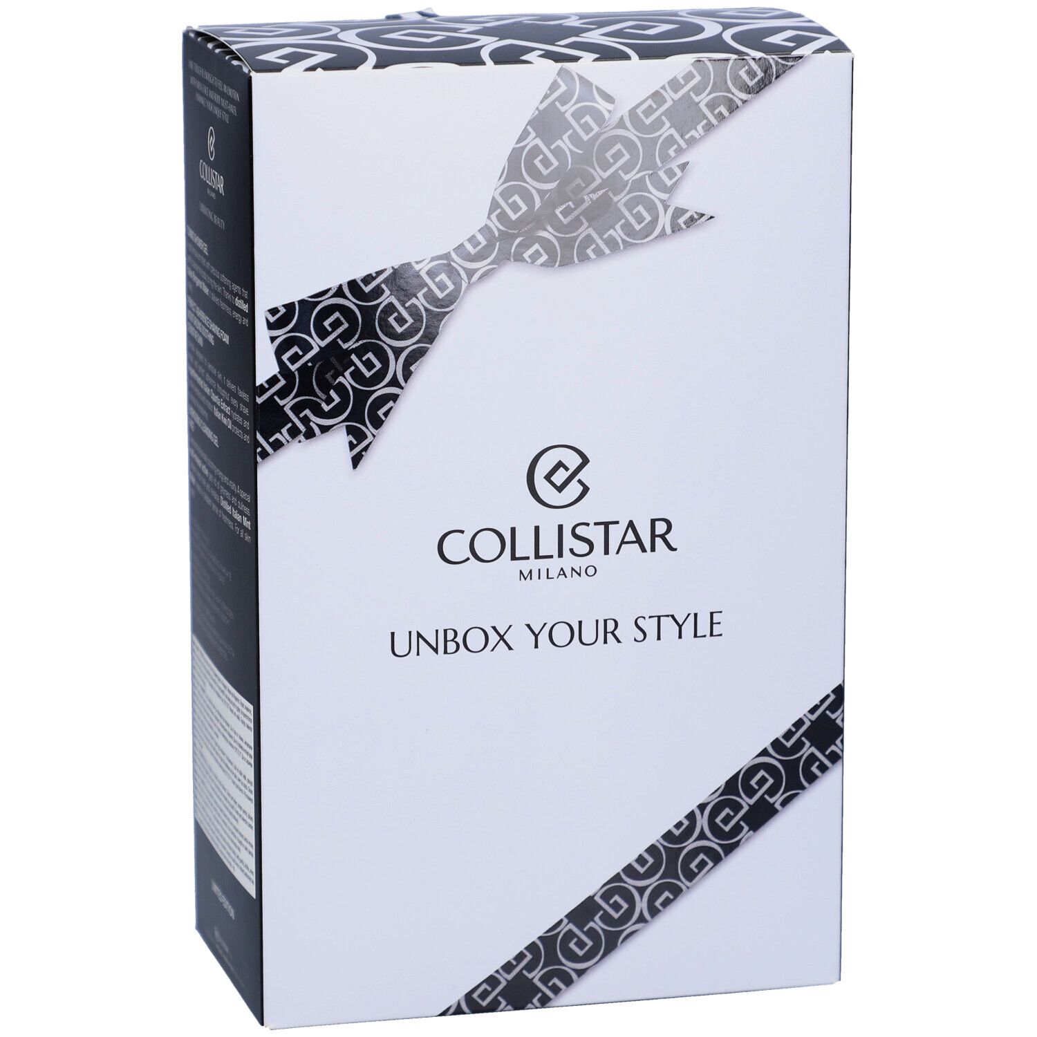 Geschenkbox mit Schleife. Marke Collistar Milano. Text: Unbox Your Style.
