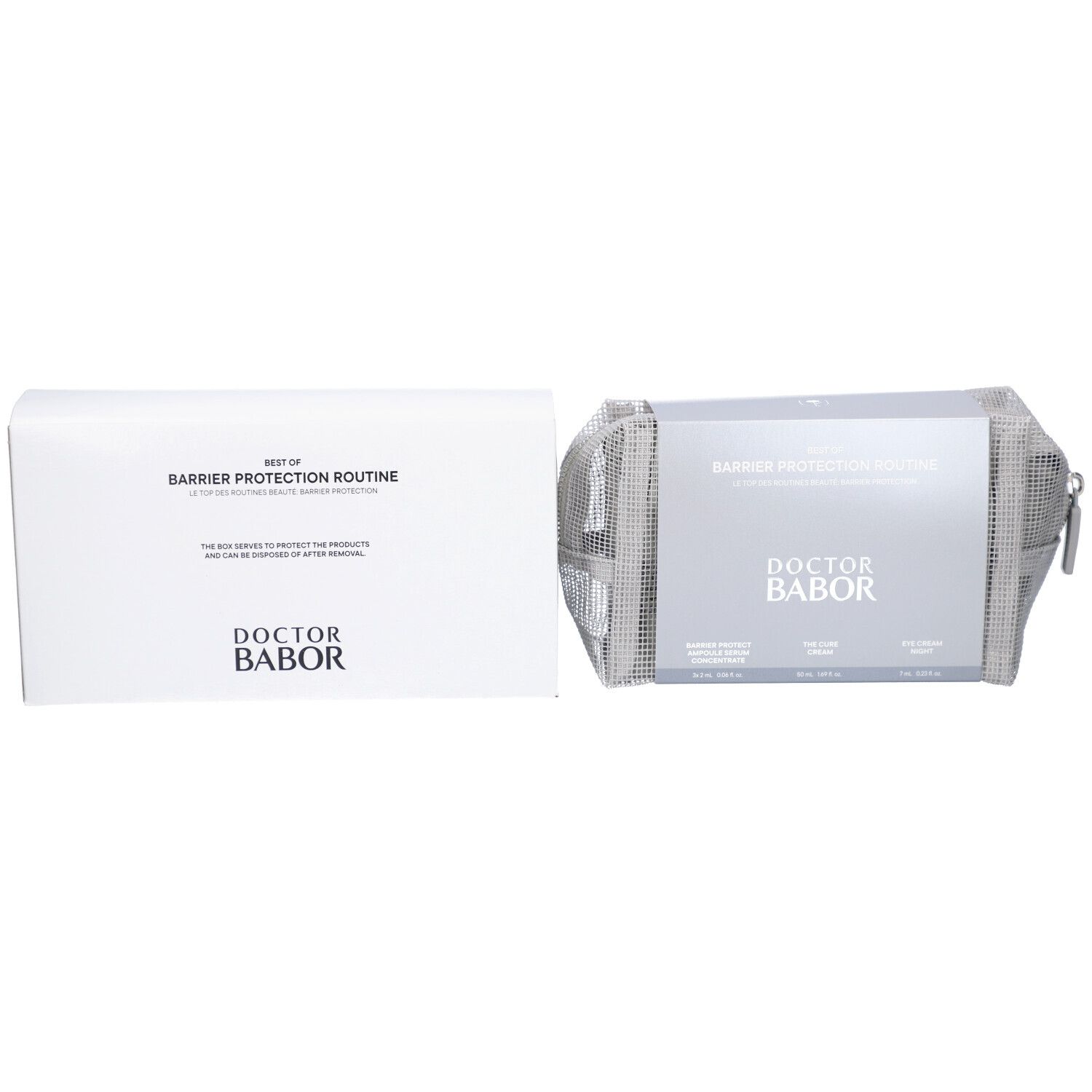 Weiße Verpackung mit Text: BEST OF BARRIER PROTECTION ROUTINE und DOCTOR BABOR.