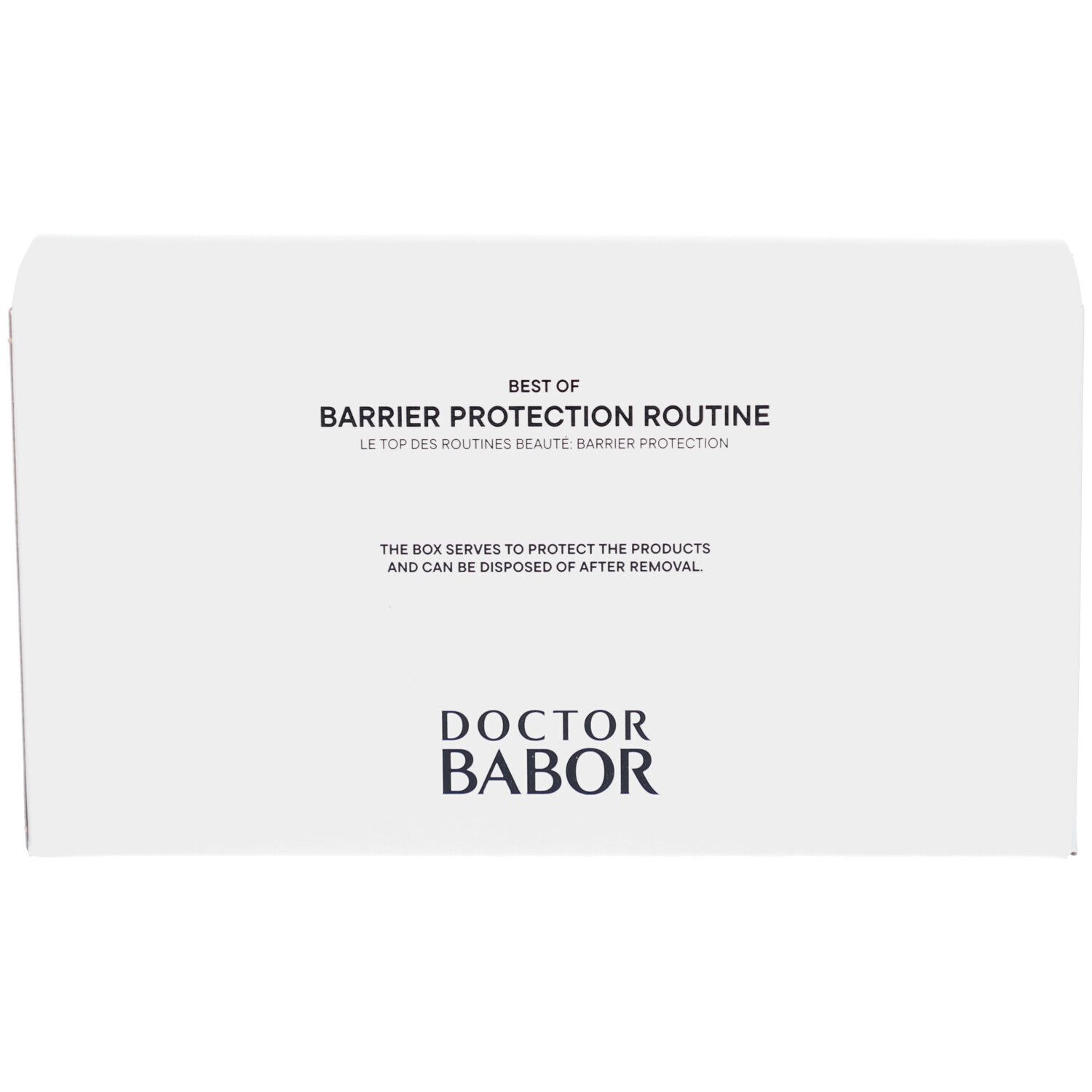 Weiße Verpackung mit Text: BEST OF BARRIER PROTECTION ROUTINE und DOCTOR BABOR.