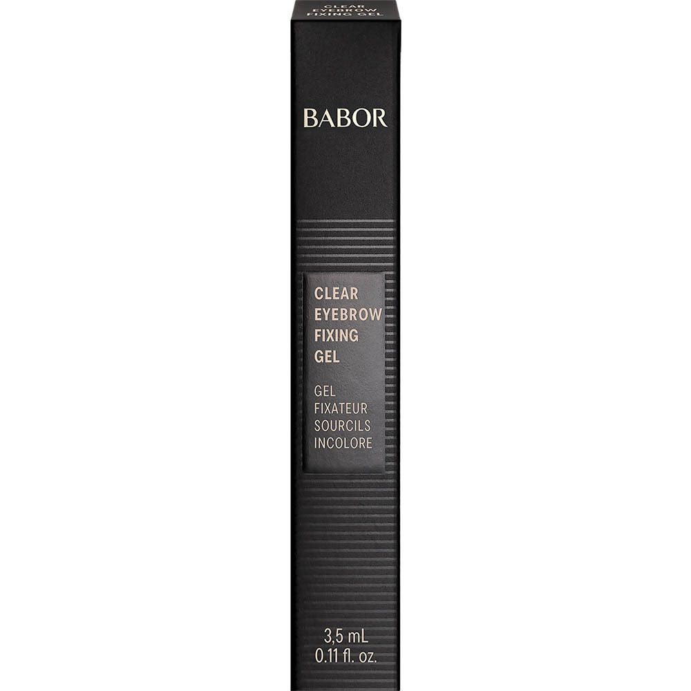 Emballage noir. Inscription: BABOR CLEAR EYEBROW FIXING GEL. 3,5 ml.