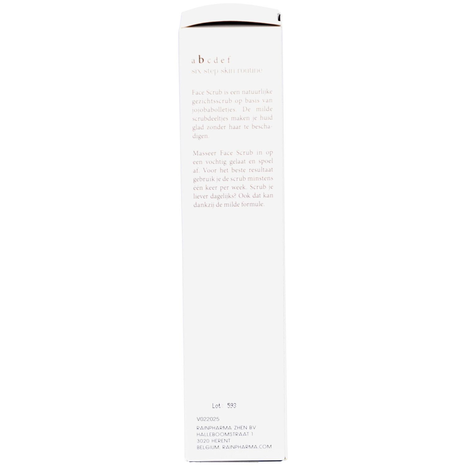 Rückseite der Schachtel. Text in mehreren Sprachen. Enthält Informationen über das Produkt und die Inhaltsstoffe.