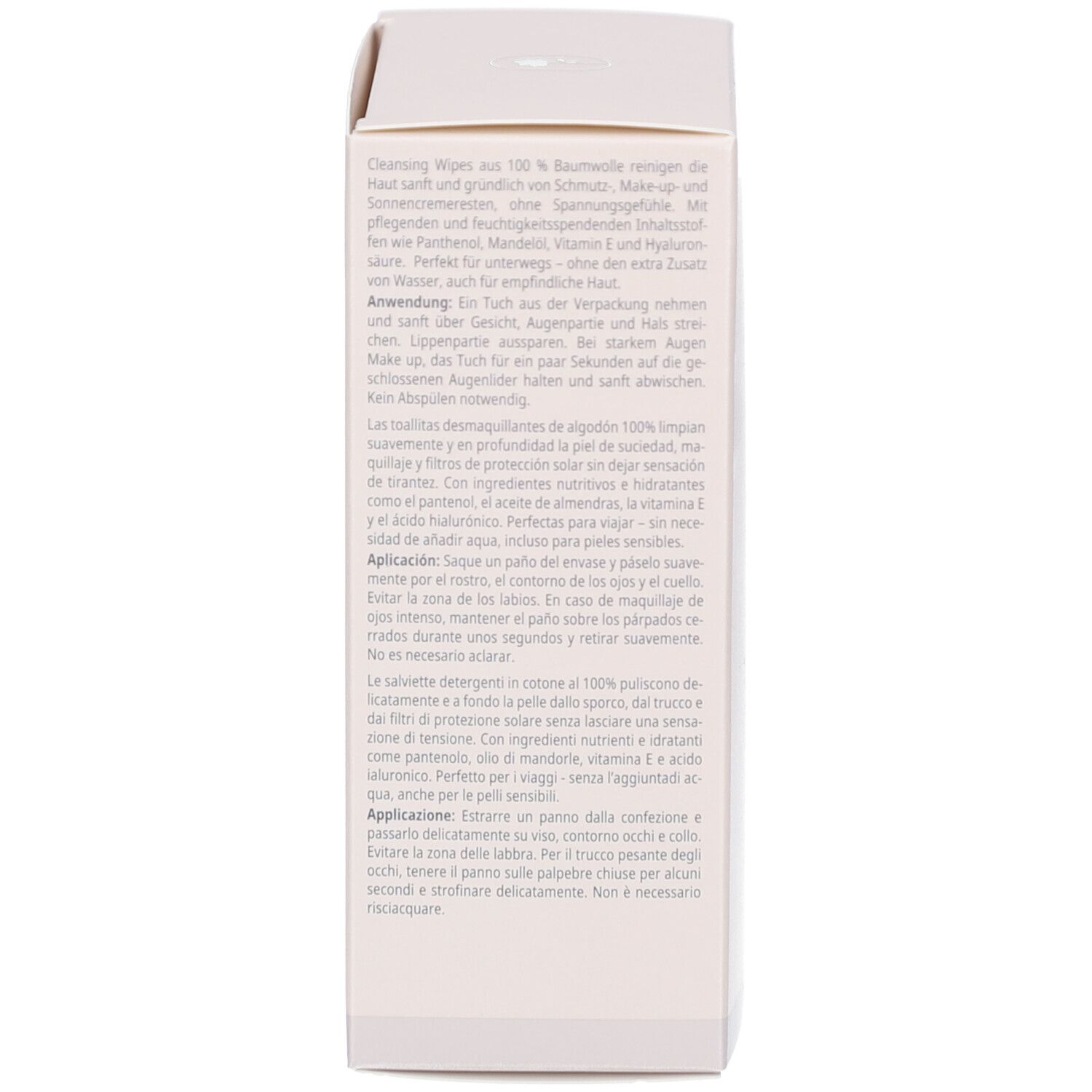 Boîte blanche avec texte. Contient des informations sur les lingettes.