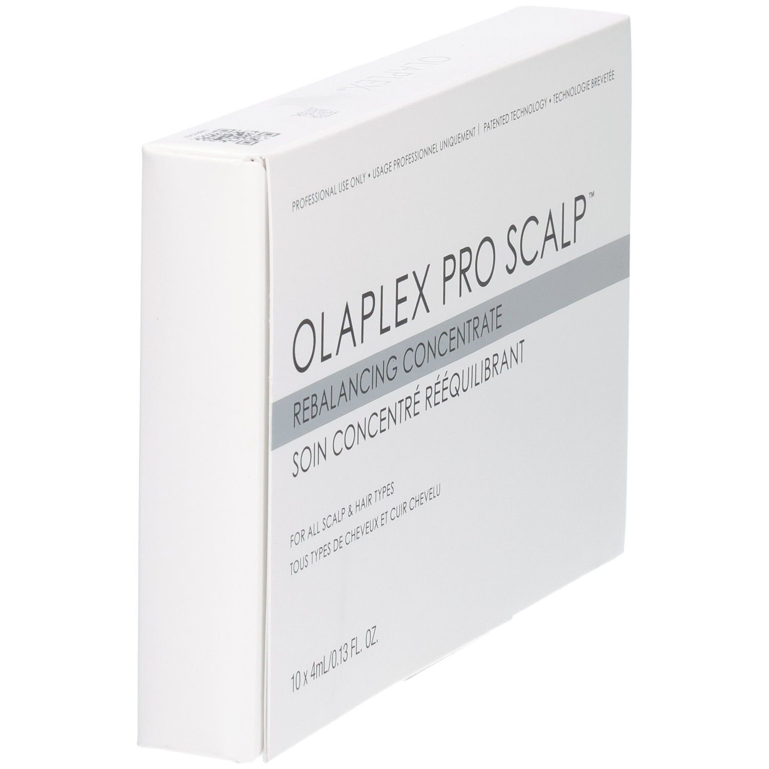 Verpackung für Olaplex Pro Scalp Rebalancing Concentrate, 10x 4ml Ampullen.