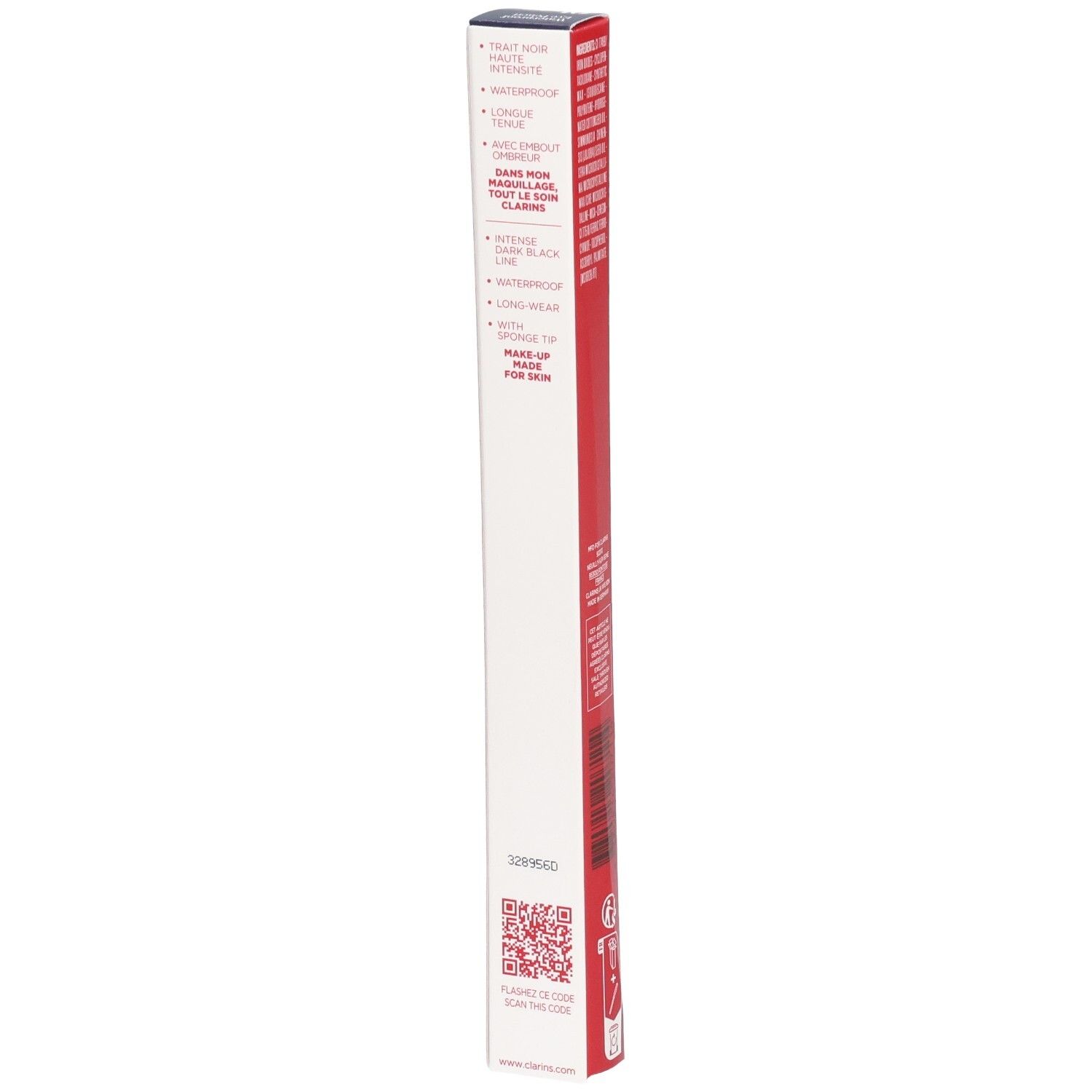 Emballage du CLARINS CRAYON YEUX WP 01 NOIR, avec caractéristiques du produit.