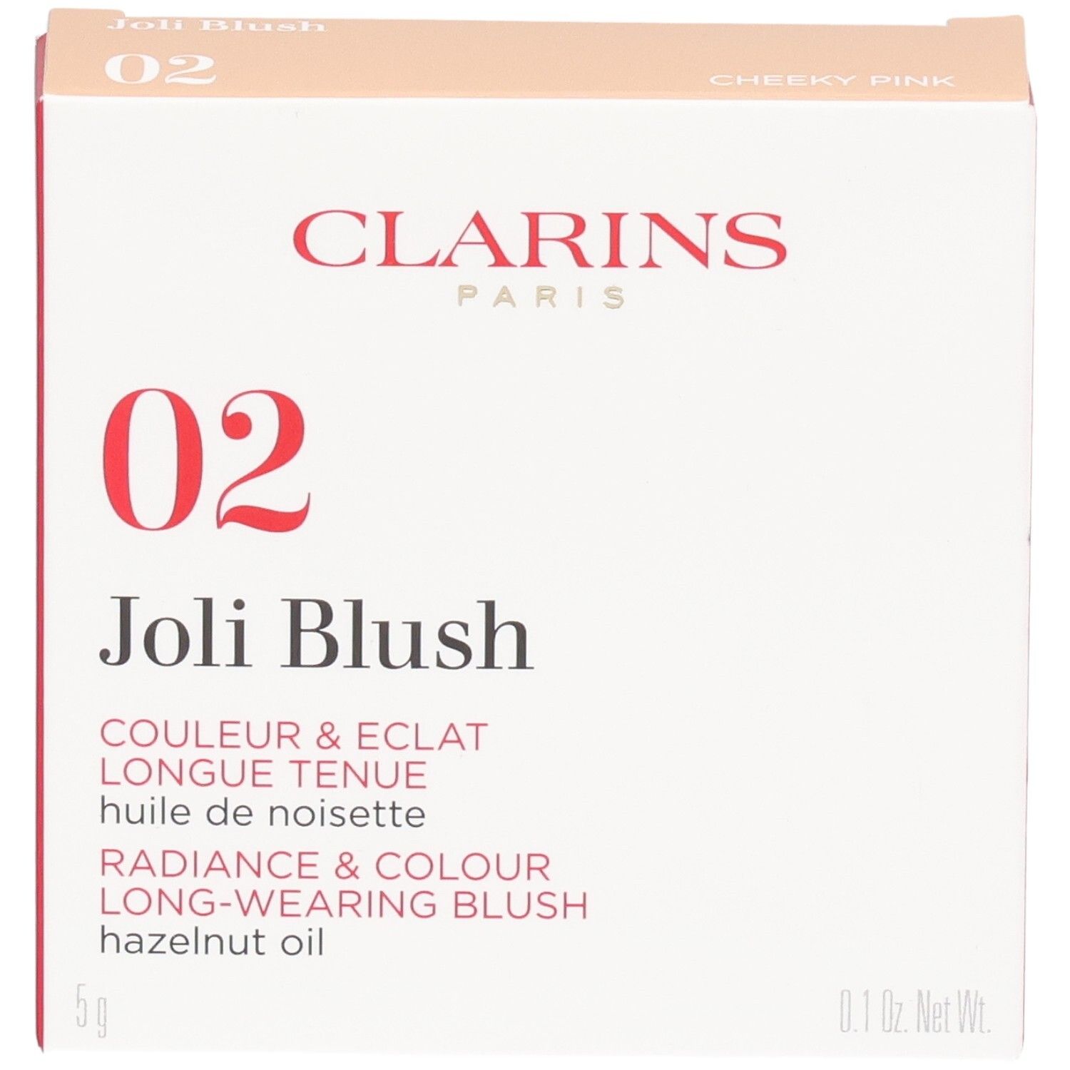 Clarins Joli Blush, Nr. 02 Cheeky Pink, Puder-Rouge mit Haselnussöl, 5g.