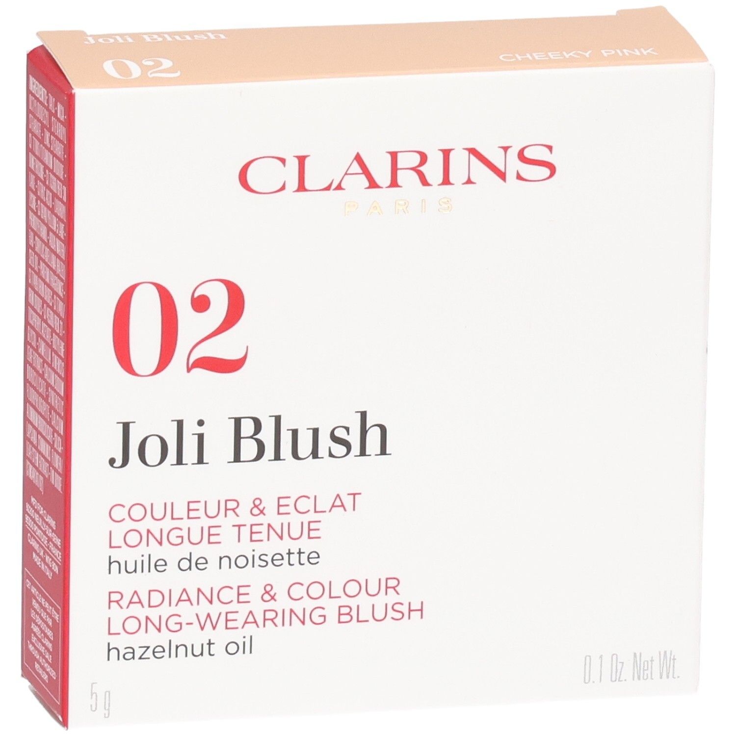 Clarins Joli Blush, Nr. 02 Cheeky Pink, Puder-Rouge mit Haselnussöl, 5g.