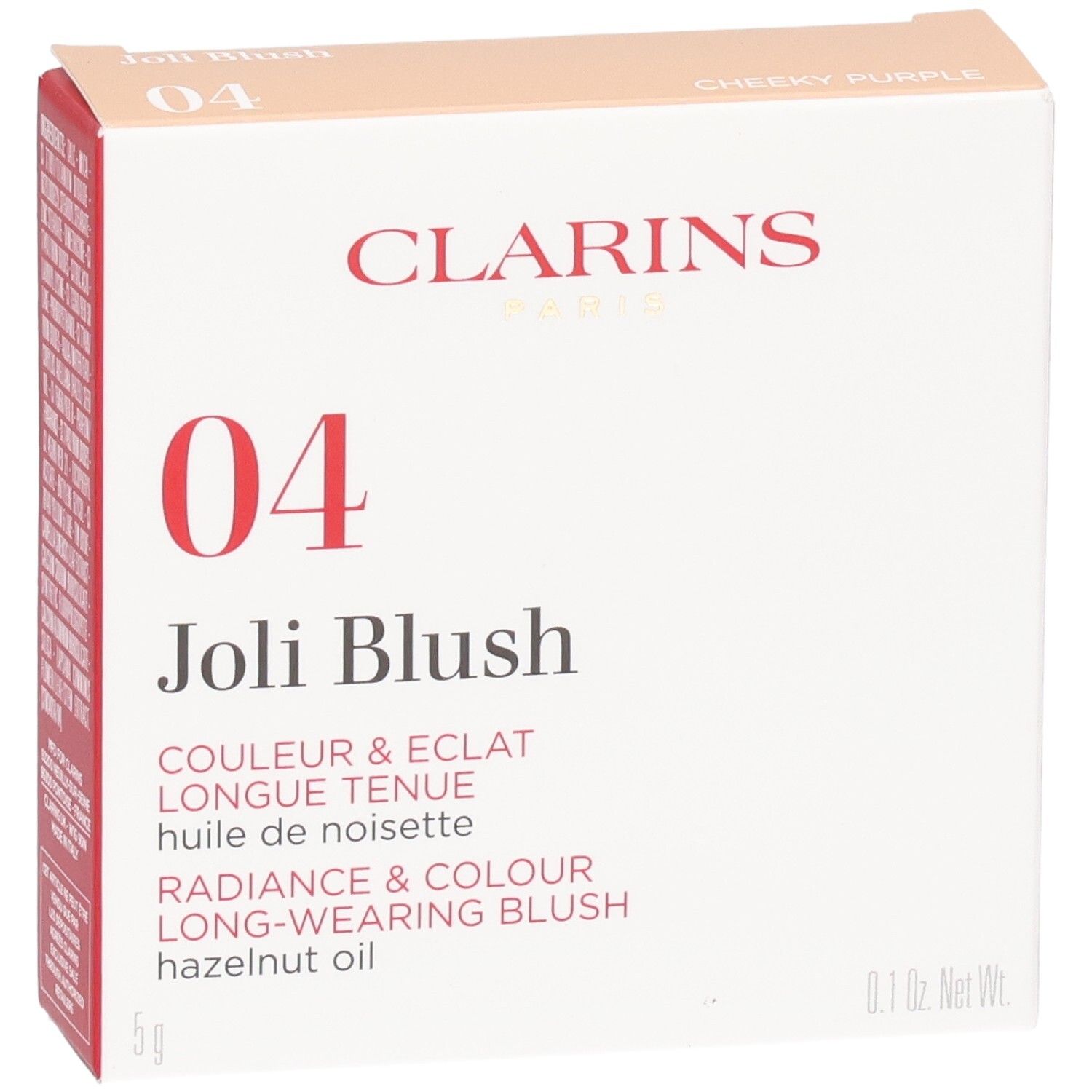Clarins Joli Blush 04 Cheeky Purple Verpackung, Vorderseite.