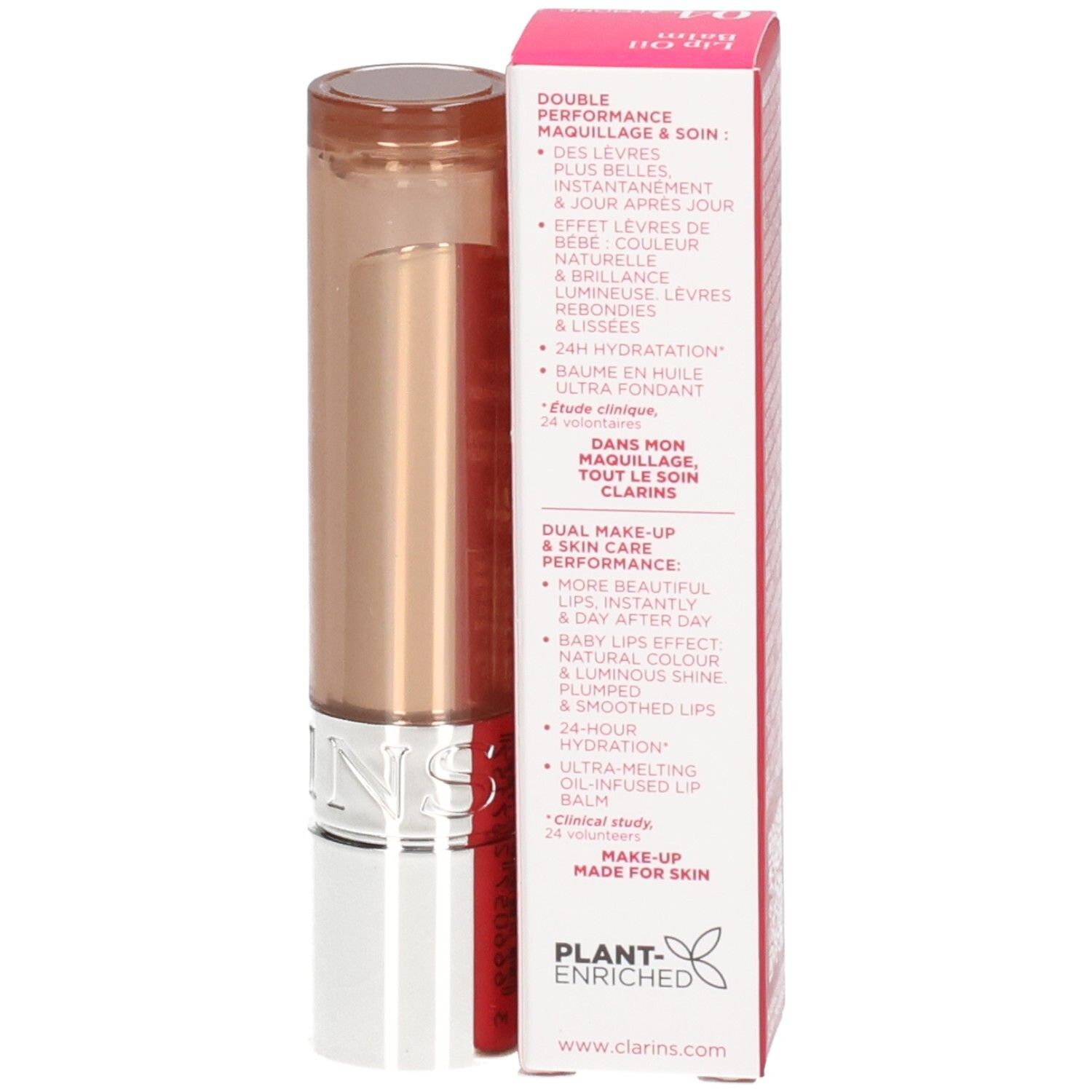 Clarins Lip Oil Balm 04: Applikator und geöffnete Umverpackung.
