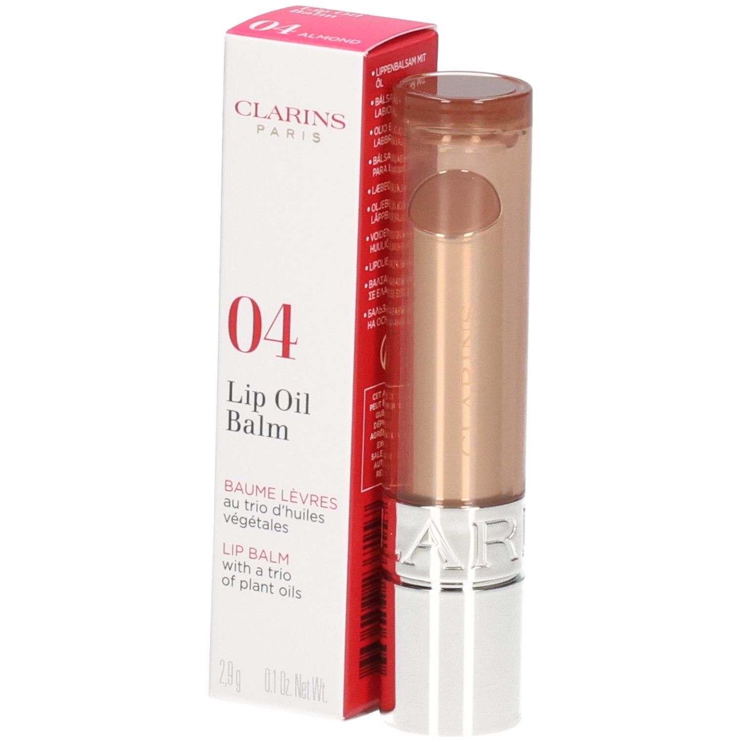 Clarins Lip Oil Balm 04 in Umverpackung und Applikator.