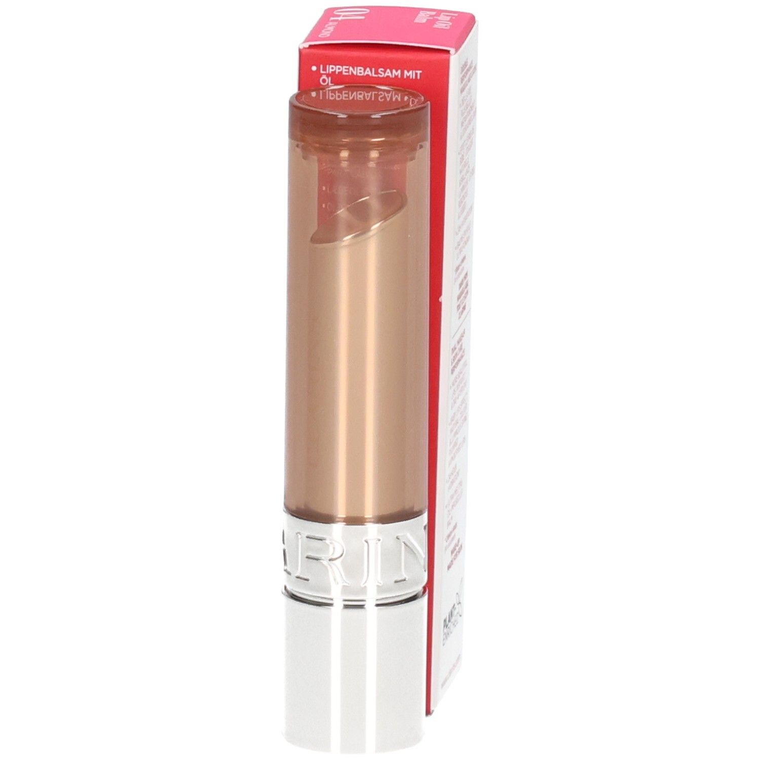 Clarins Lip Oil Balm 04: Applikator und geöffnete Umverpackung.