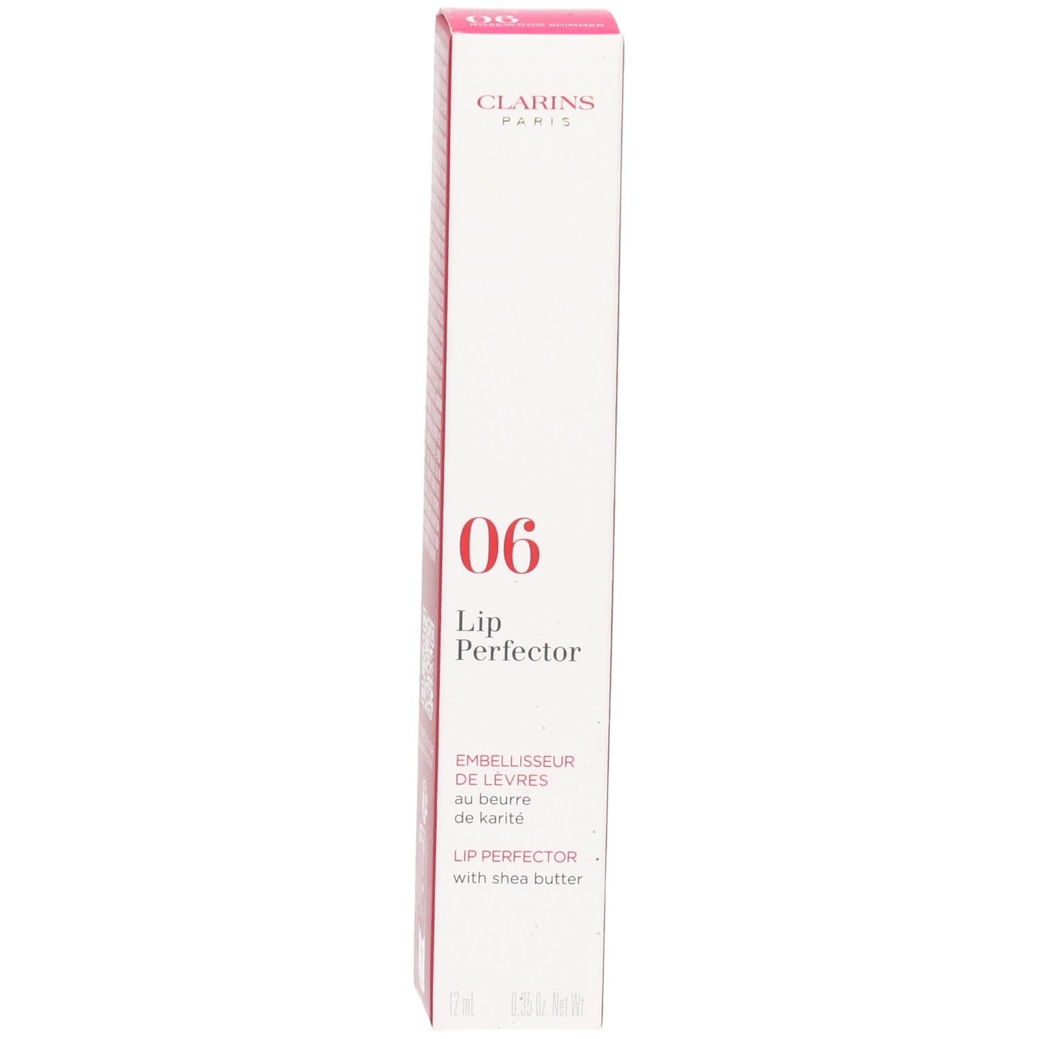 Clarins Lip Perfector 06 in Umverpackung, mit Shea Butter.
