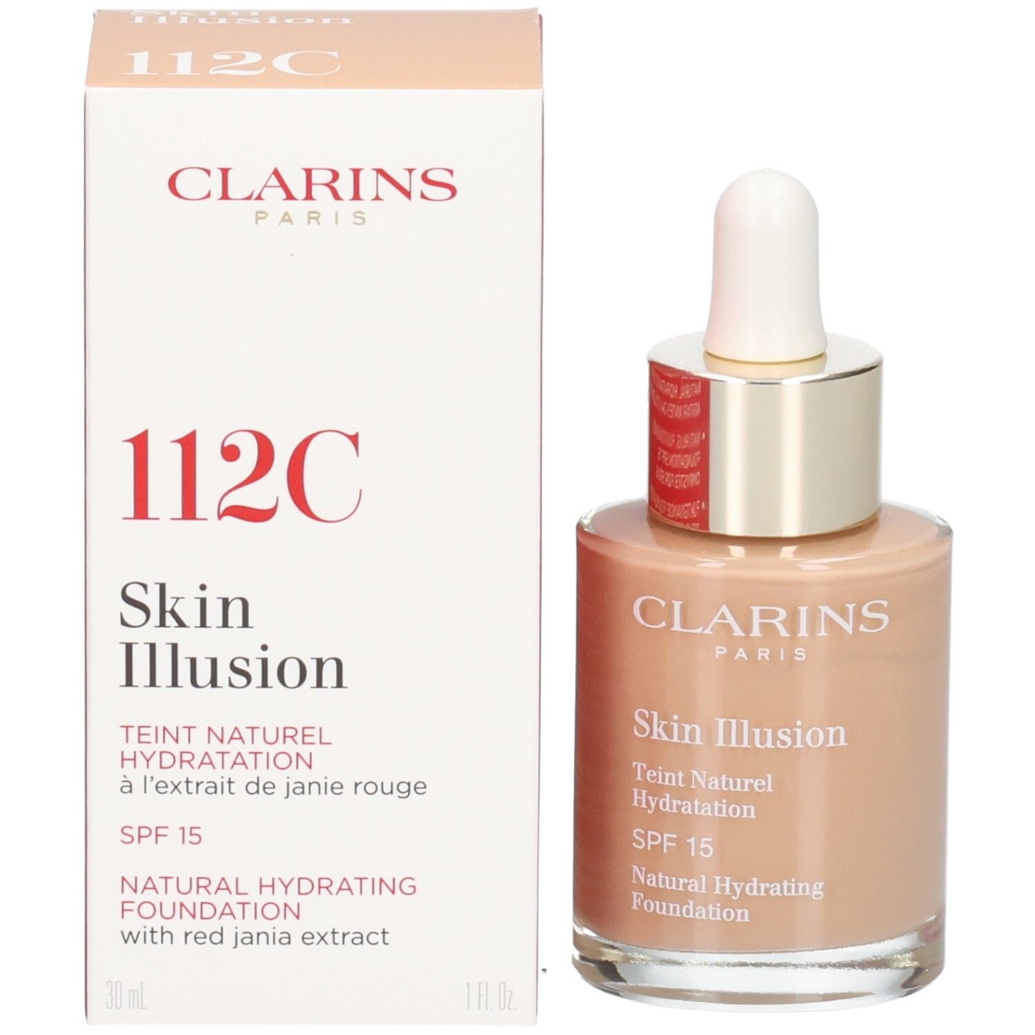 Clarins Skin Illusion Foundation 112C Amber, mit Verpackung, SPF 15.
