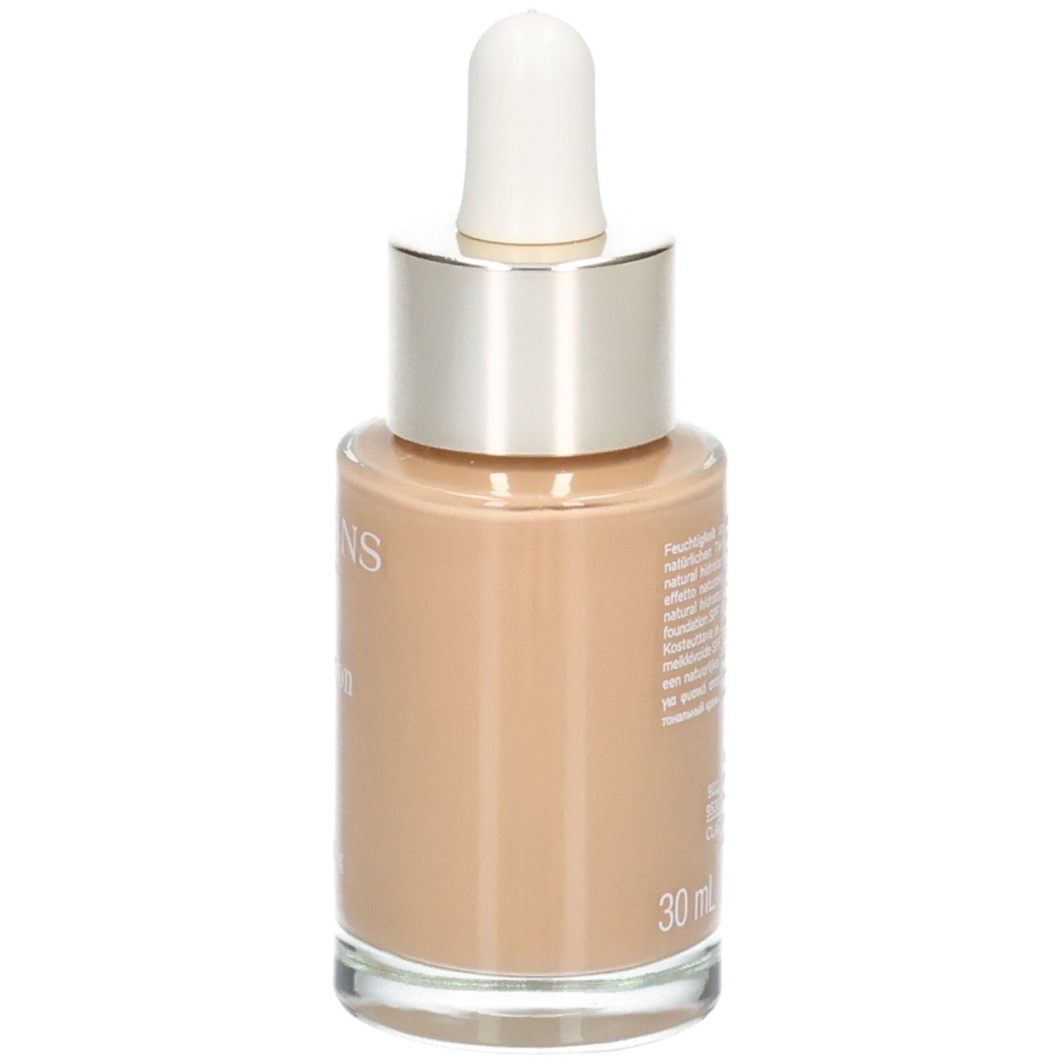 Glasflasche mit beigem Make-up und Pipettenaufsatz. 30 ml.