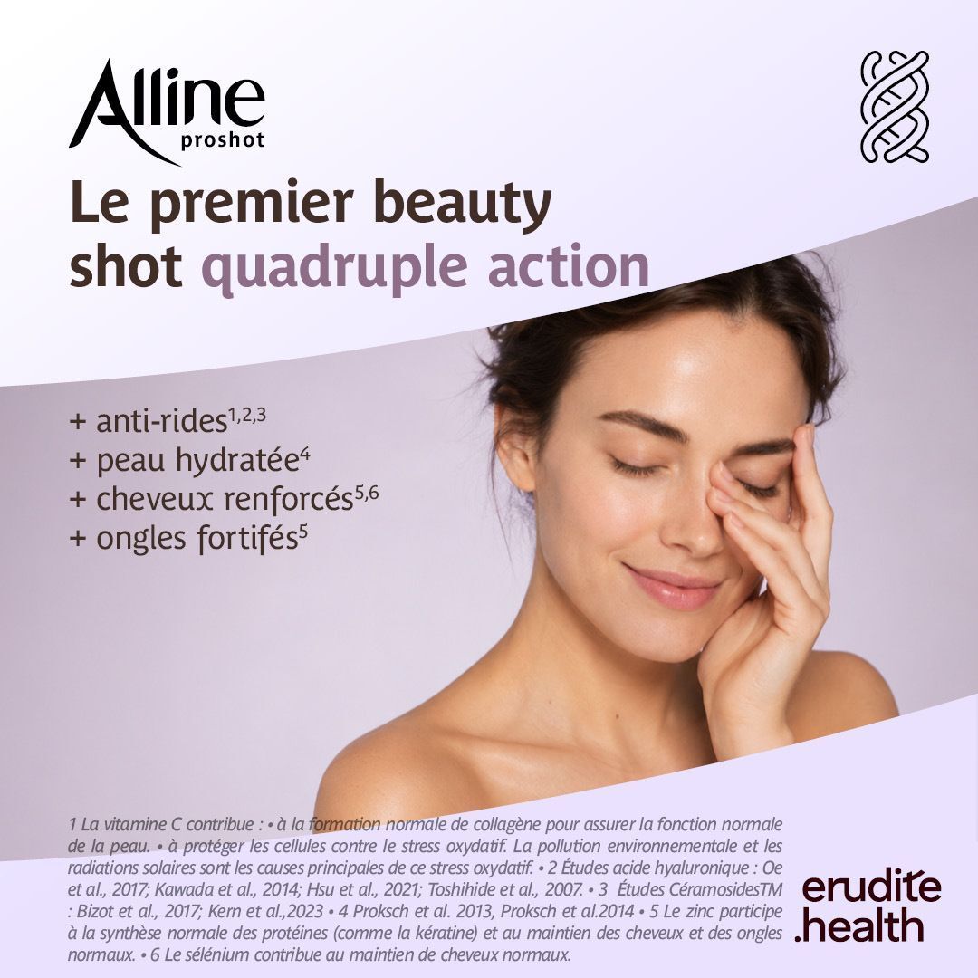 Alline proshot Beauty Shot: Anti-Falten, hydratisierte Haut, kräftiges Haar und Nägel.